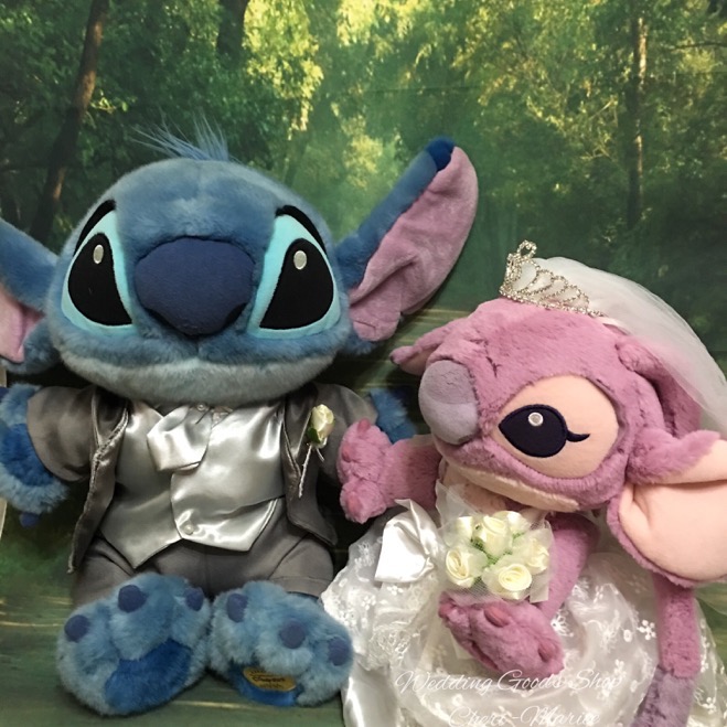 座高約30cm】スティッチとエンジェルのぬいぐるみをウェディング