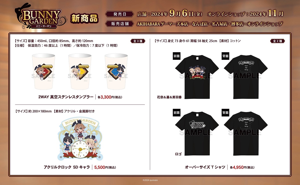 ゲーマーズ、恋愛ADV『バニーガーデン』の新商品キャラグッズを発売