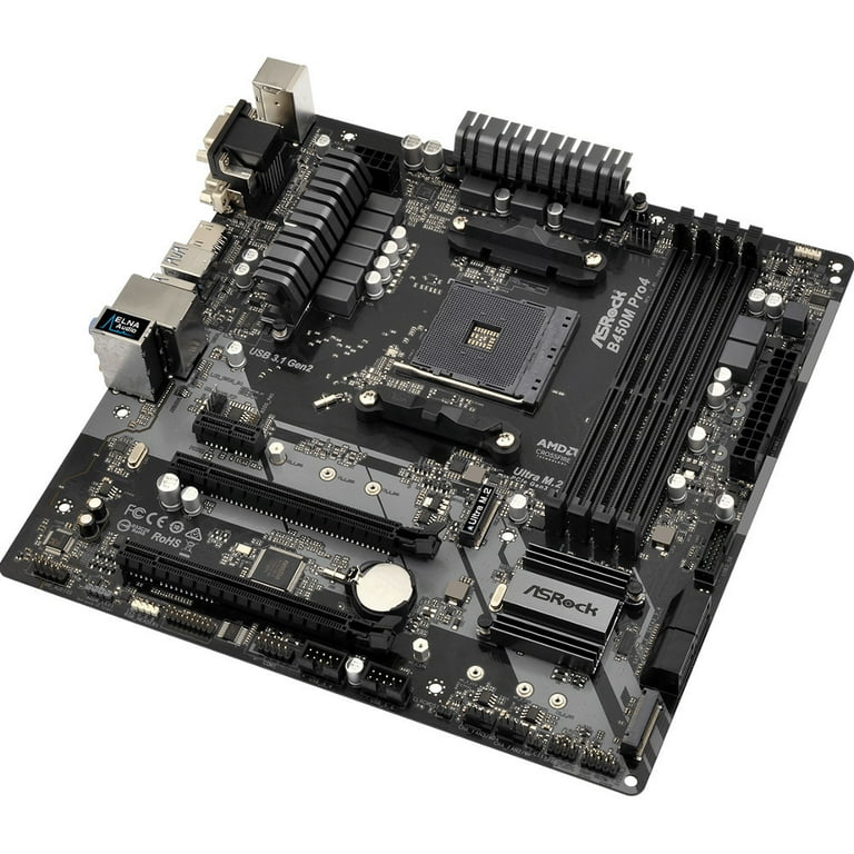 ASRock B450M PRO4 AM4 AMD B450 SATA 6Gb/s USB 3.1 HDMI Micro ATX