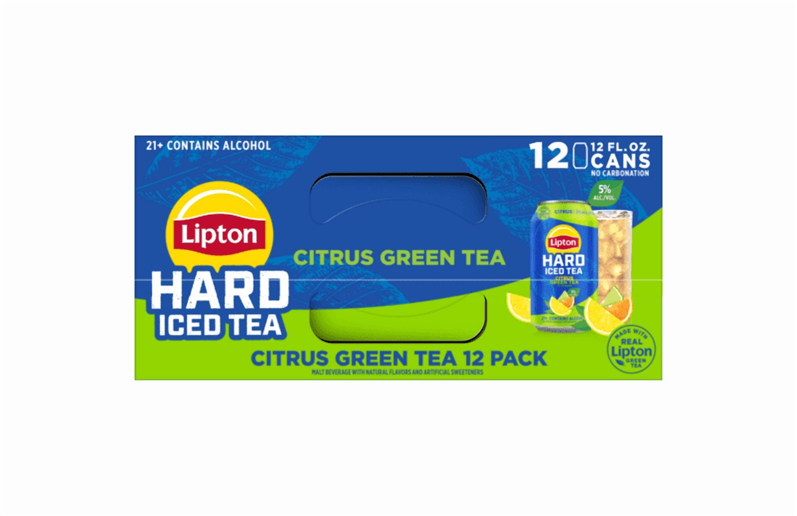 Lipton Hard Iced Tea Citrus Green Tea, 12 Pack, 12 fl oz Cans, 5