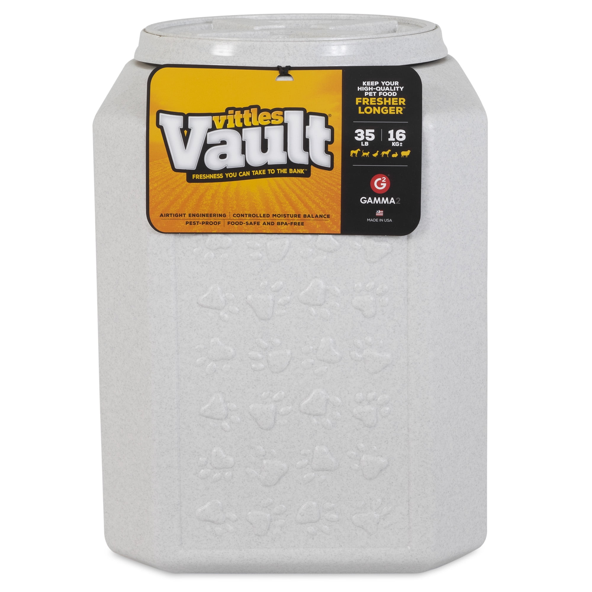Gamma2 Vittles Vault Outback Pawprint Plastic Dry Pet Food Storage