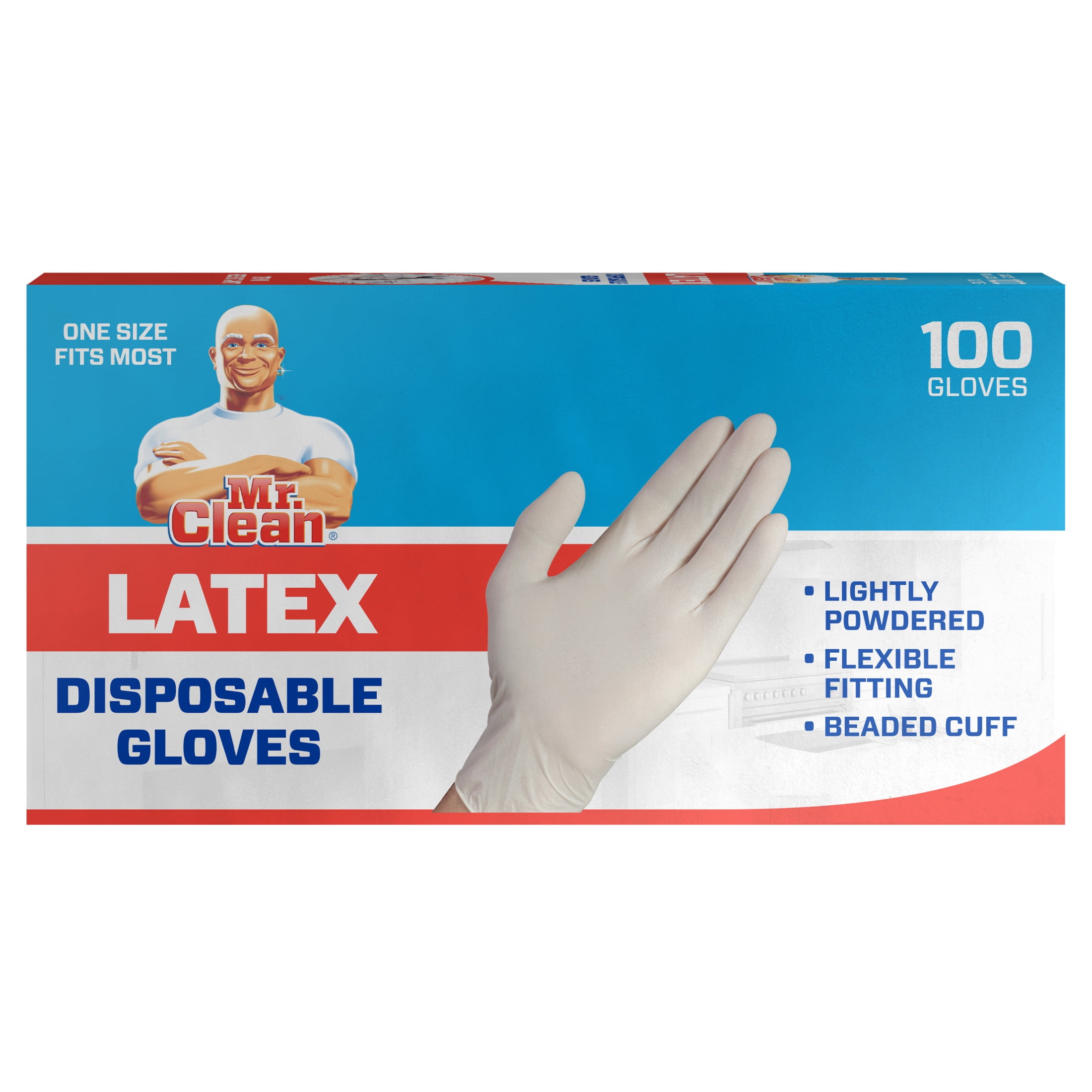 Mr. Clean Latex Disposable Gloves, 100 Ct Rubber Box - Walmart.com