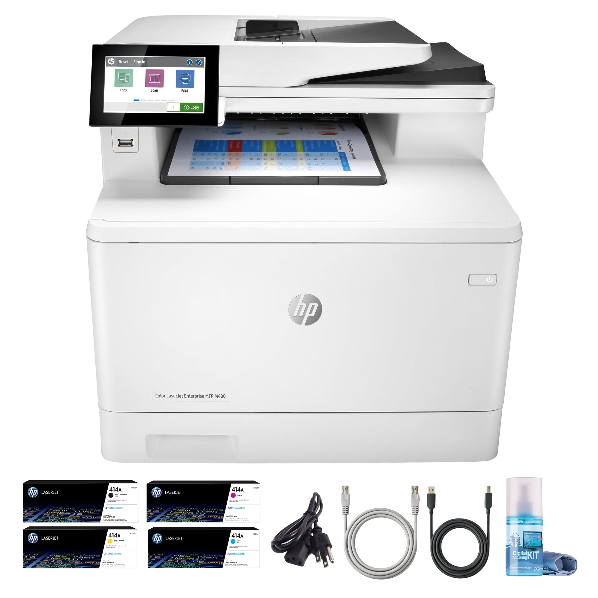 HP LaserJet Enterprise M554dn Color Printer, White, 35ppm Speed