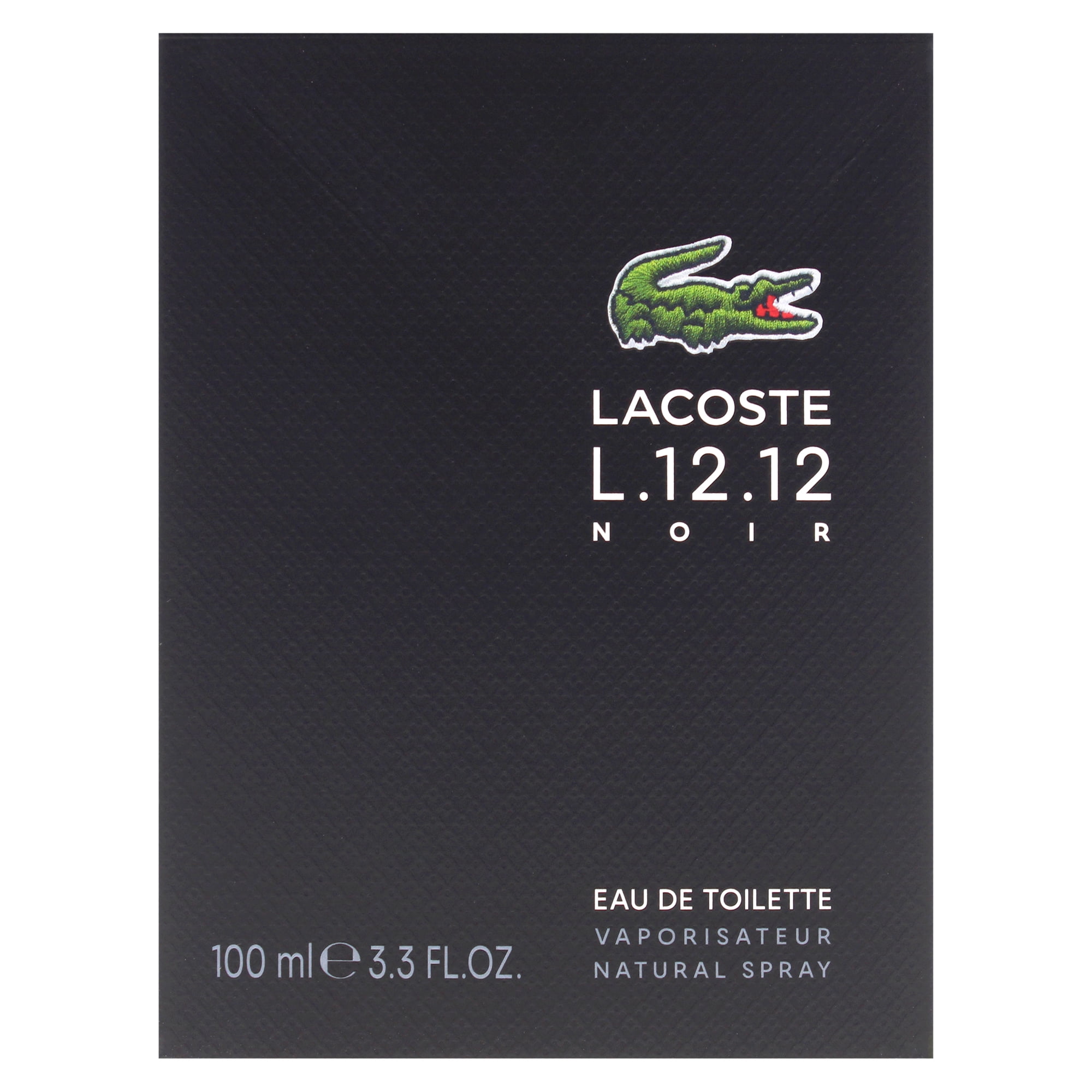 Lacoste Eau De Lacoste L.12.12 Noir, 3.3 oz EDT Spray, Masculine