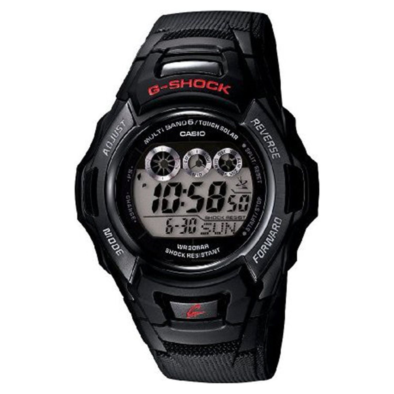 Casio Men's Solar Atomic Digital Black and Blue G-Shock Watch