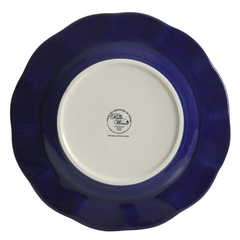The Pioneer Woman Dazzling Dahlias 12-Piece Dinnerware Set, Cobalt