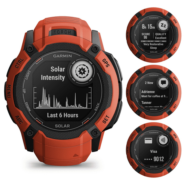 Garmin Instinct 2X Solar Rugged GPS Smartwatch, Flame Red with