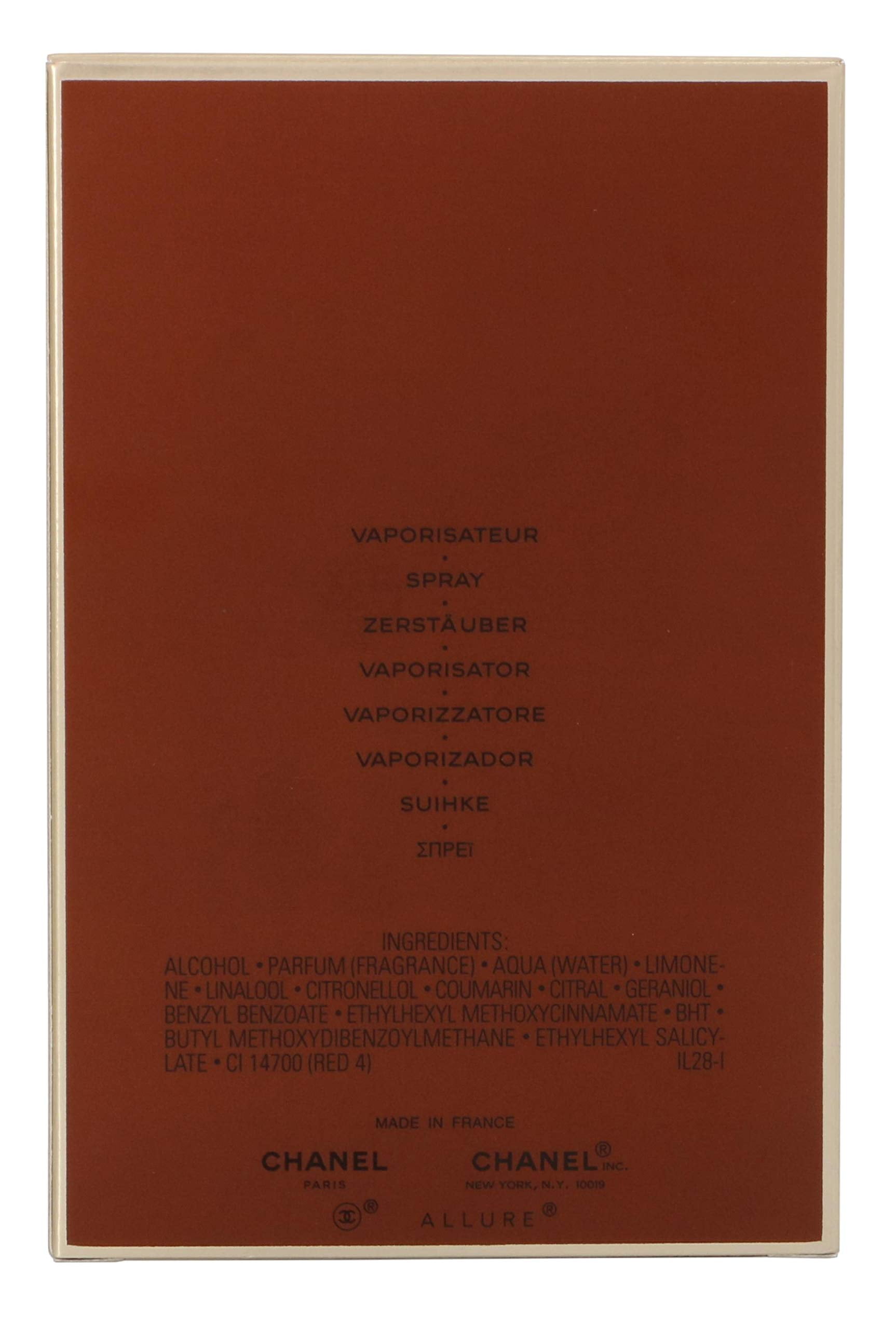 Chanel Allure Eau De Toilette Spray Perfume Cologne, 100ml/3.4oz