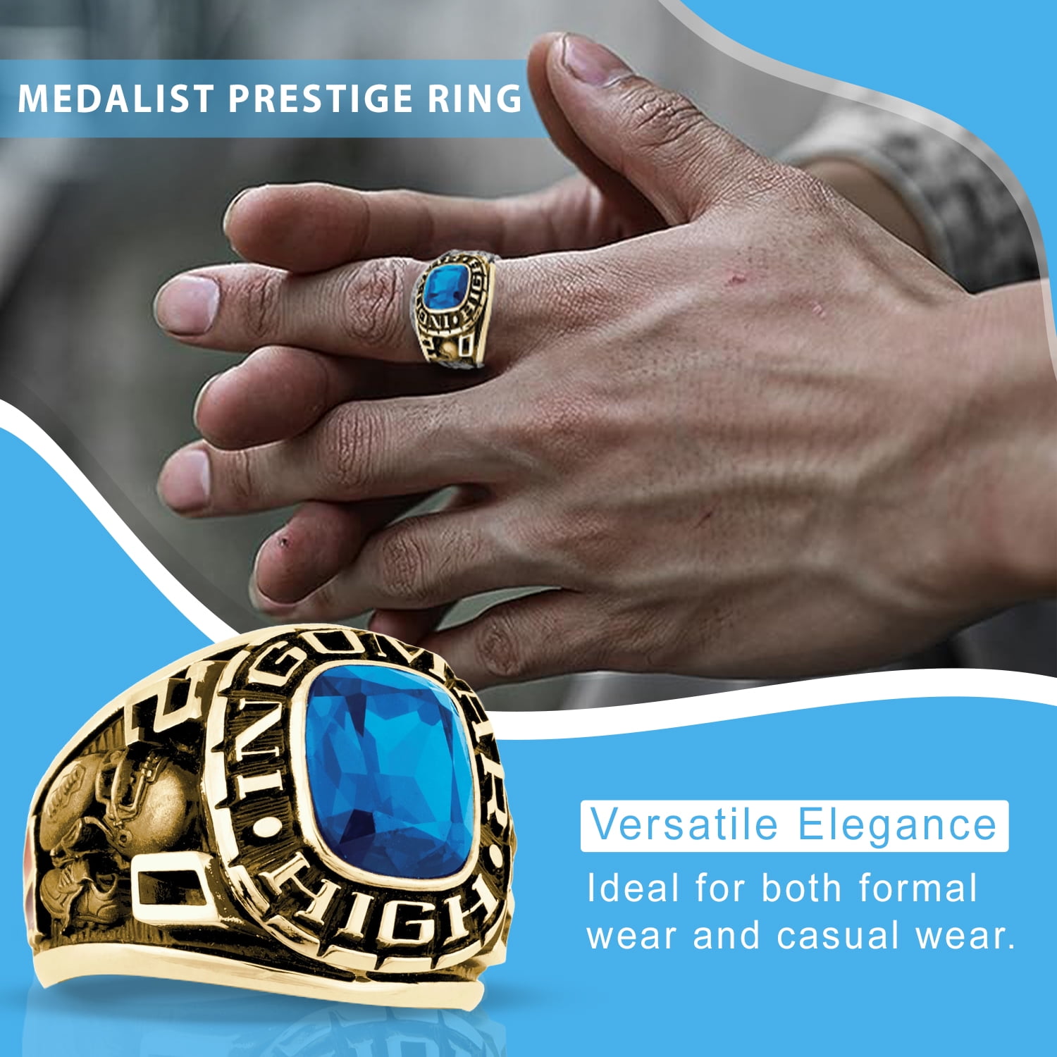 Keepsake Personalized Men's Classic Square Class Ring available in