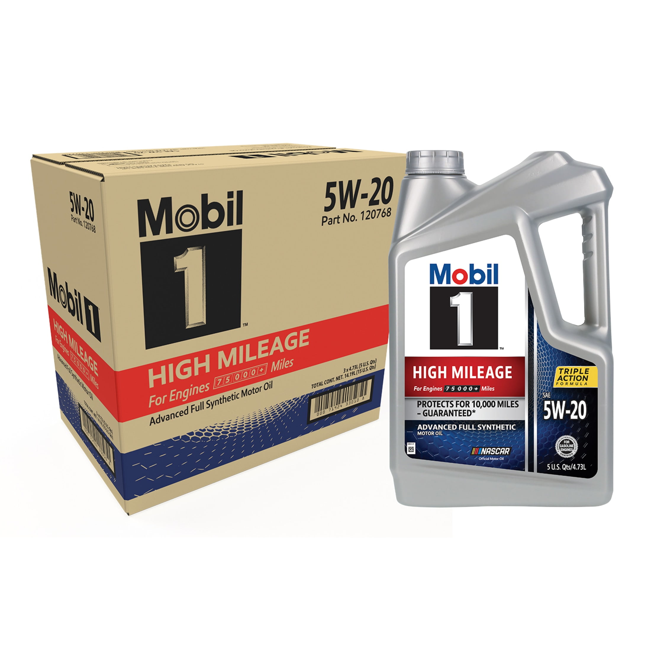 Mobil Super High Mileage Synthetic Blend Motor Oil 5W-20, 1 Quart