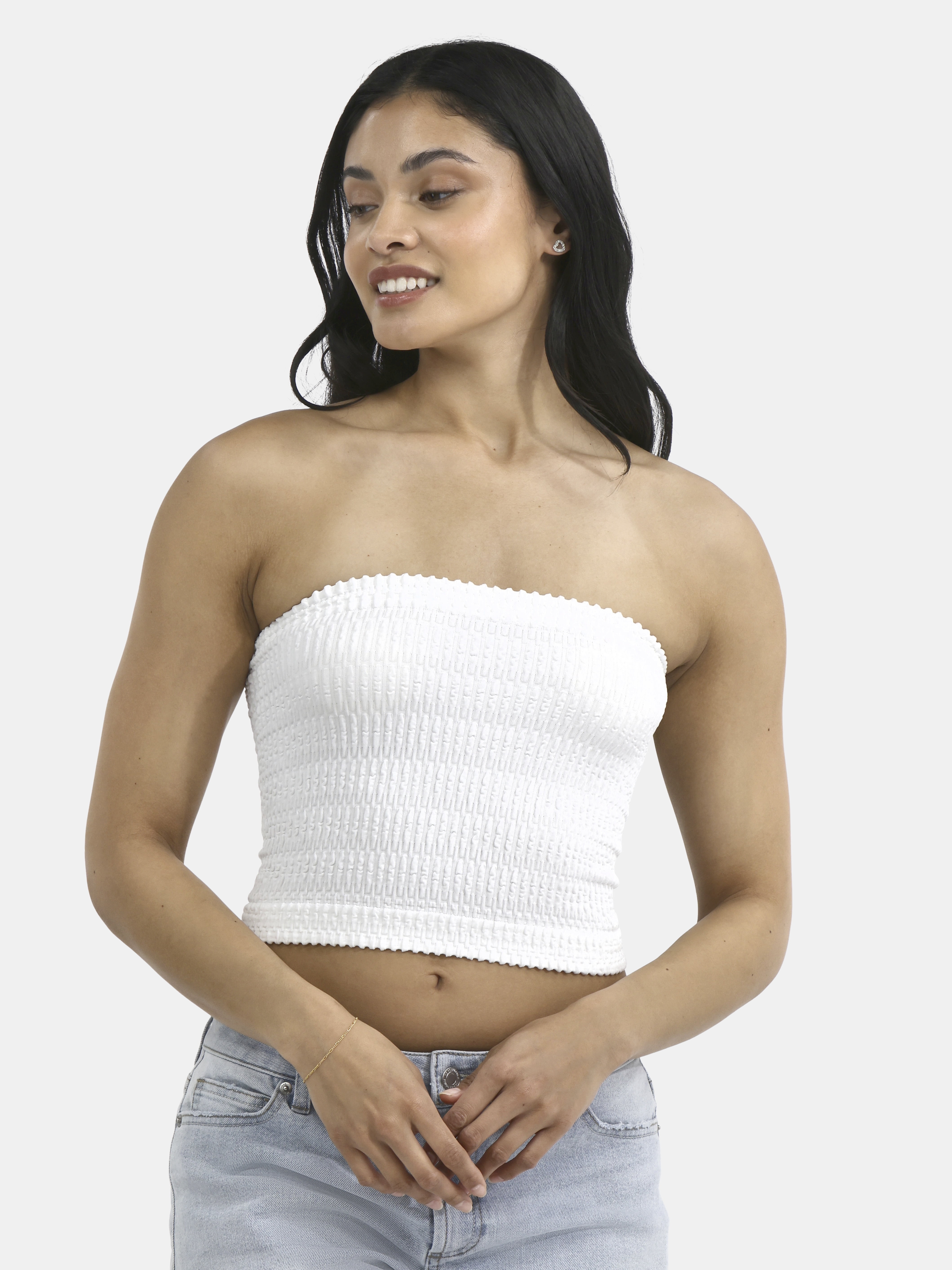 No Boundaries Seamless Textured Tube Top for Women, Cropped