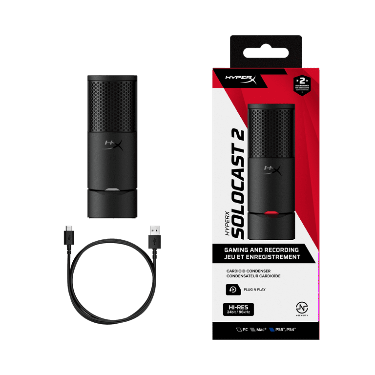 HyperX SoloCast 2 – Gaming USB Condenser Mic for PC, USB-C to USB