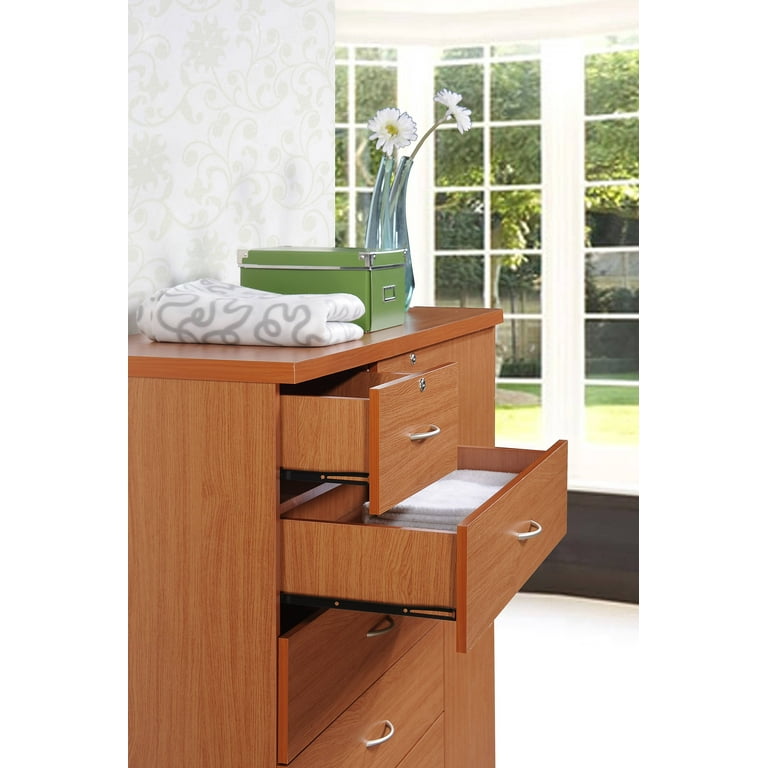 Hodedah 7-Drawer Chest with Locks on 2-Top Drawers plus 1-Door