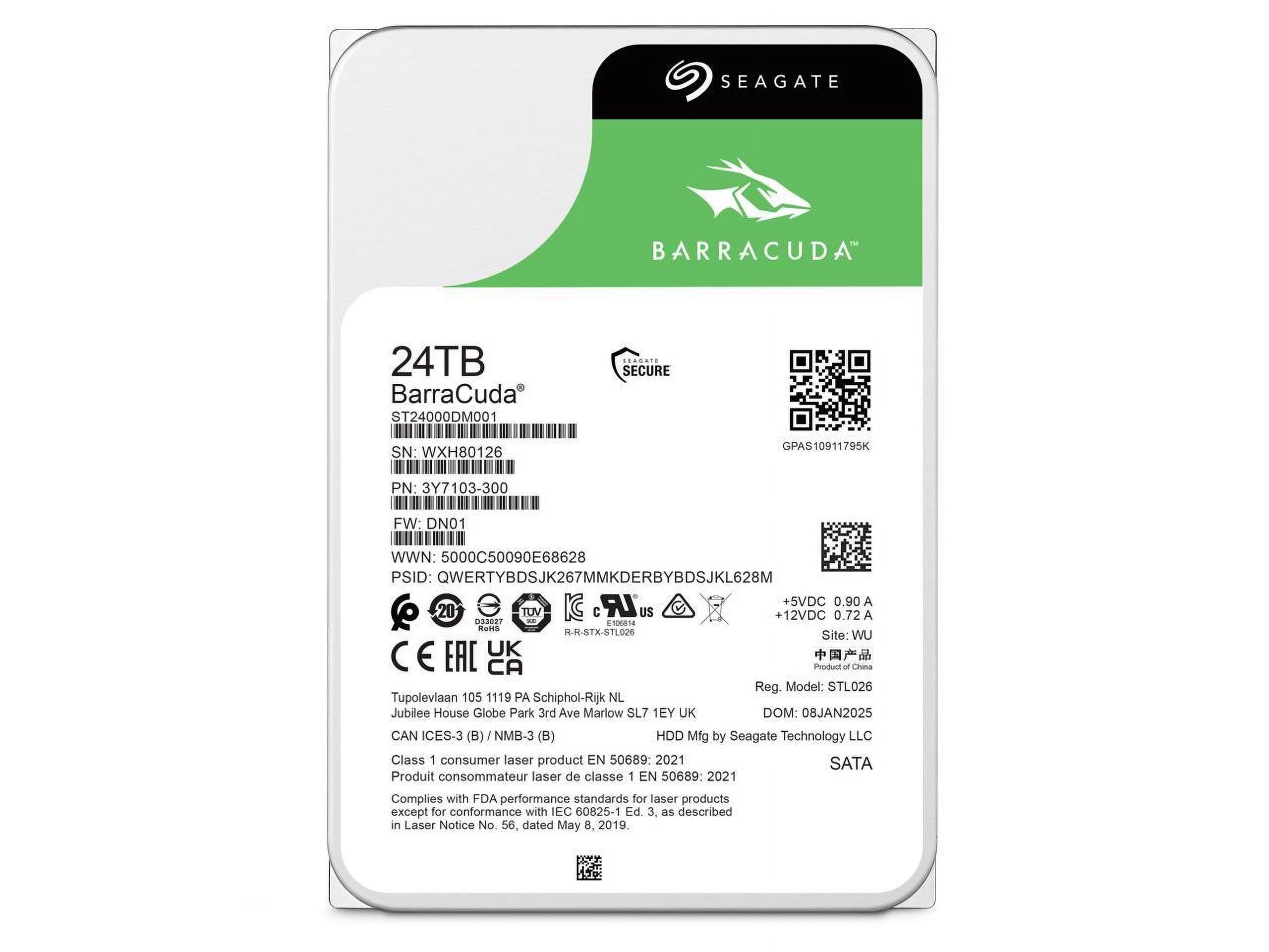 Seagate BarraCuda ST24000DM001 24TB 7200 RPM 512MB Cache SATA 6.0