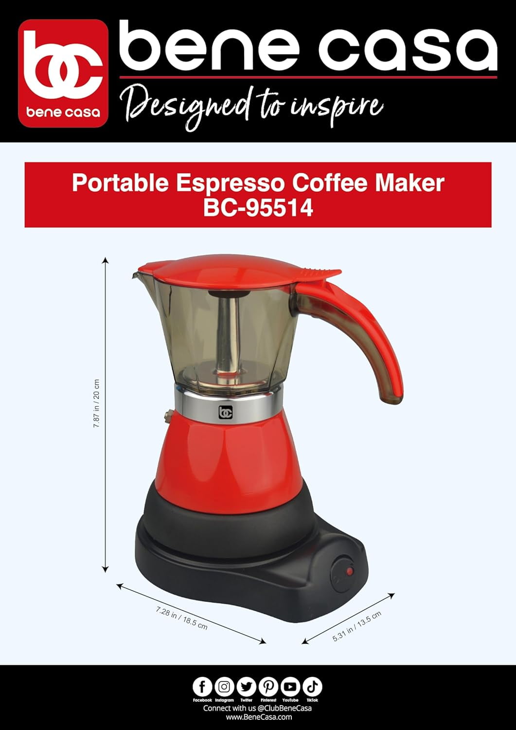Gnali & Zani 9 cup Moka pot espresso coffee maker (Red) - Walmart.com