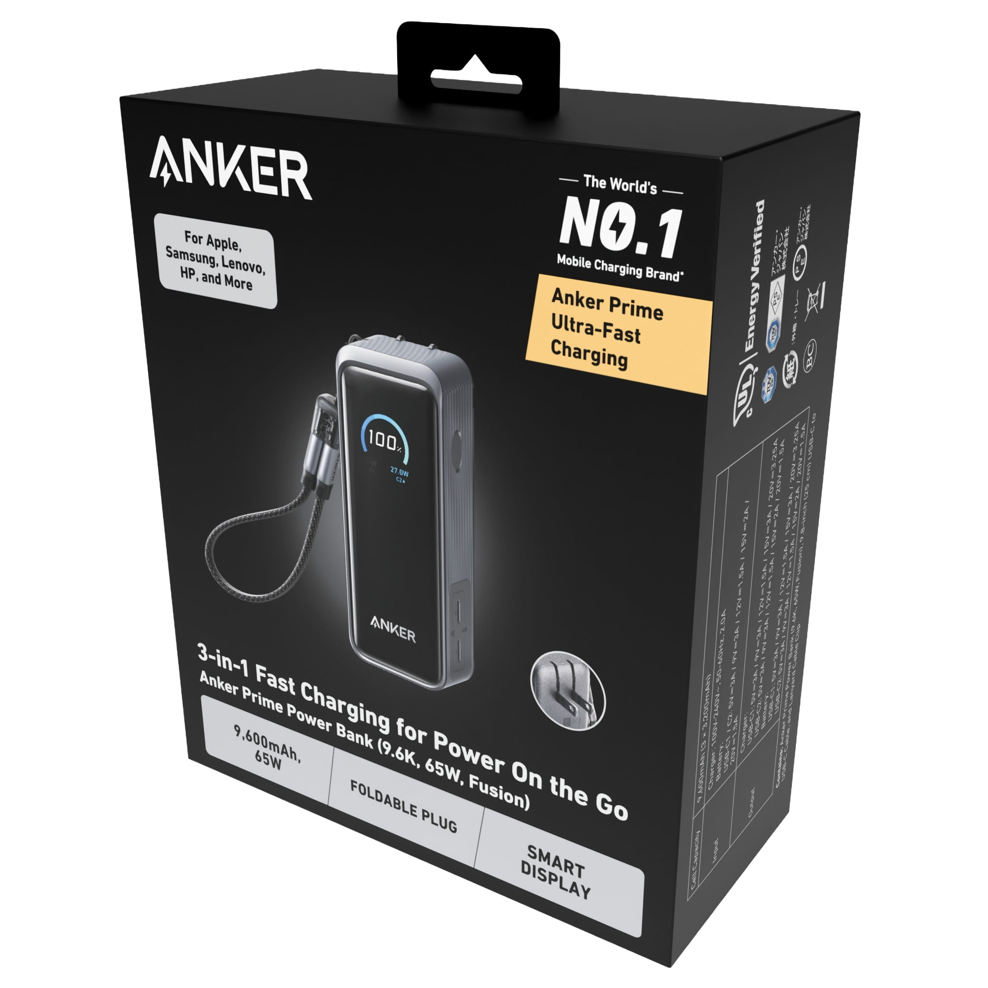 Anker Prime Power Bank, 9,600mAh Battery Pack with 65W Output