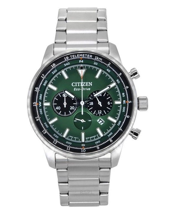 Citizen Men's Eco-Drive Stainless Steel Chronograph Green Dial