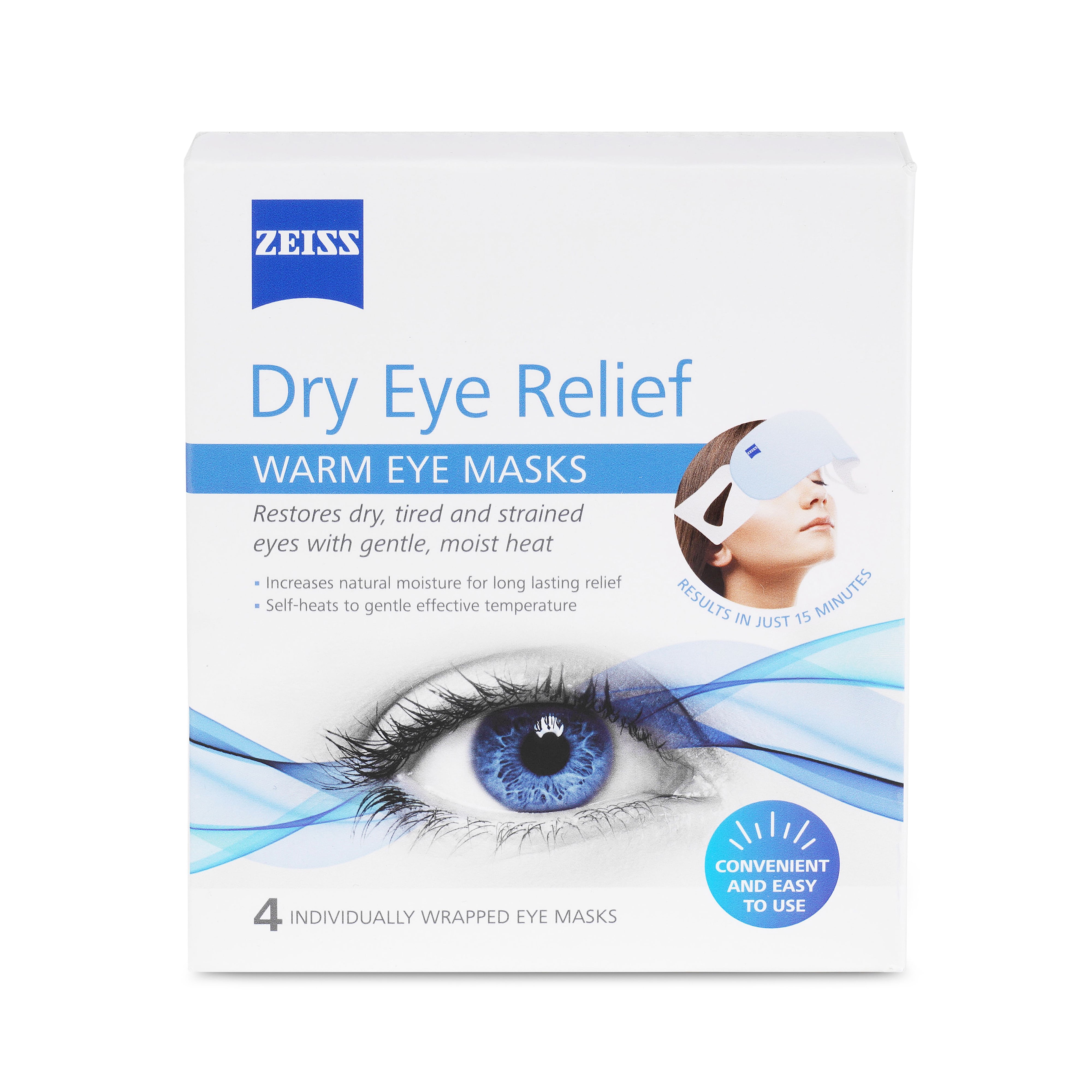 ZEISS Dry Eye Relief Warm Compress Heated Eye Masks, 4 Pack