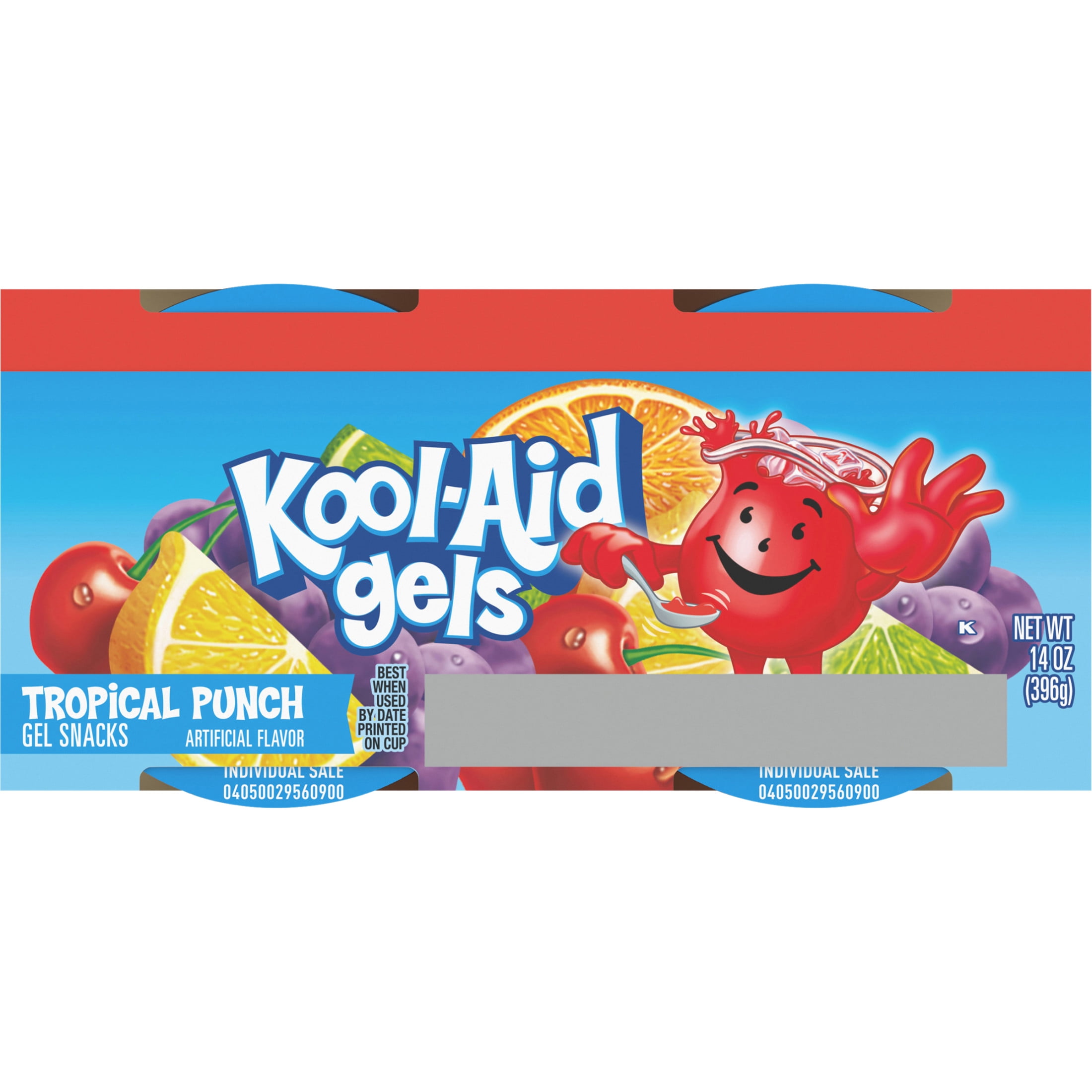 Kool-Aid Gels Tropical Punch Jell-O Gelatin Snacks, 4 Ct Cups