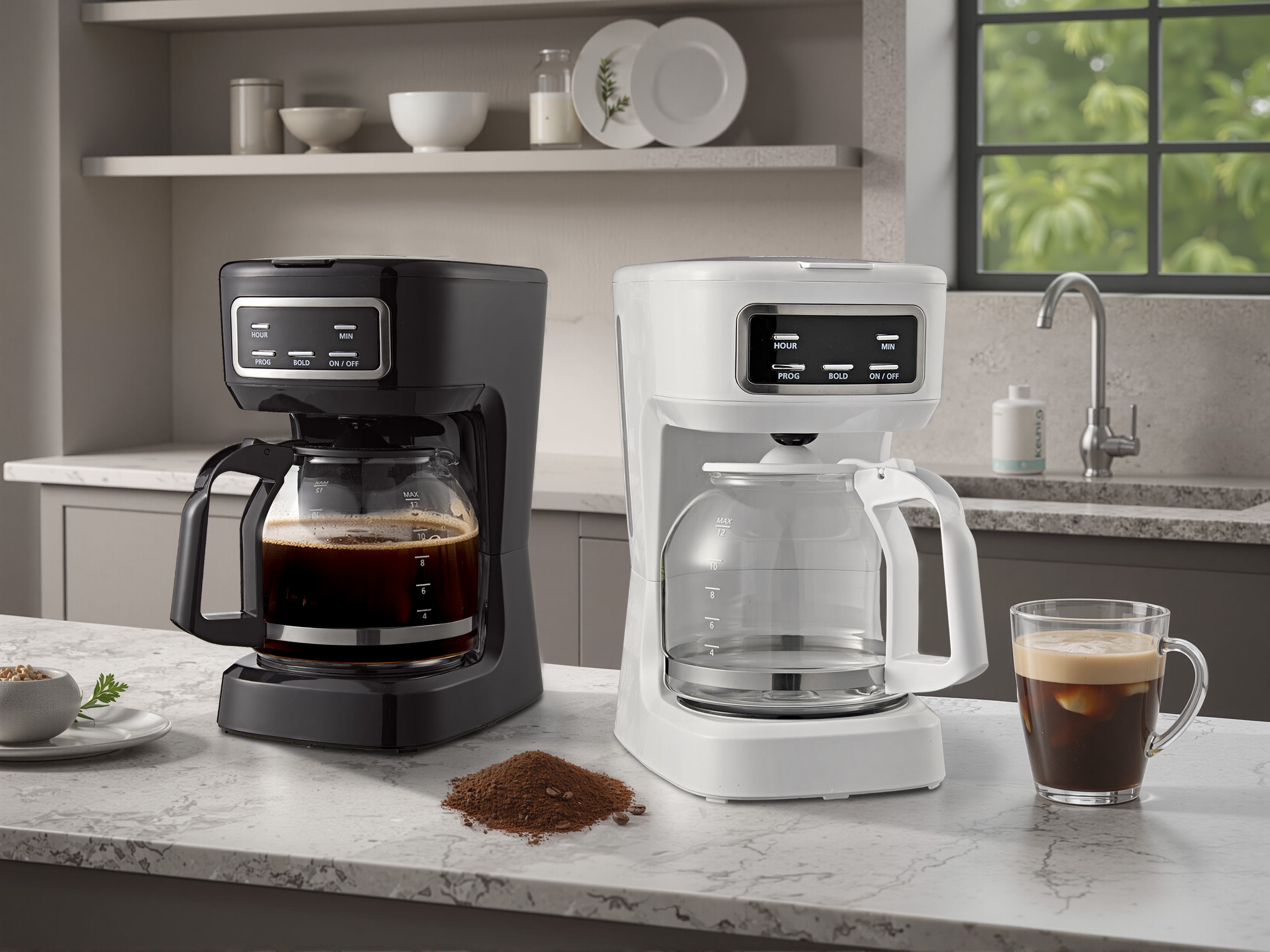 Mainstays Black 12-Cup Programmable Coffee Maker, 1.8 Liter