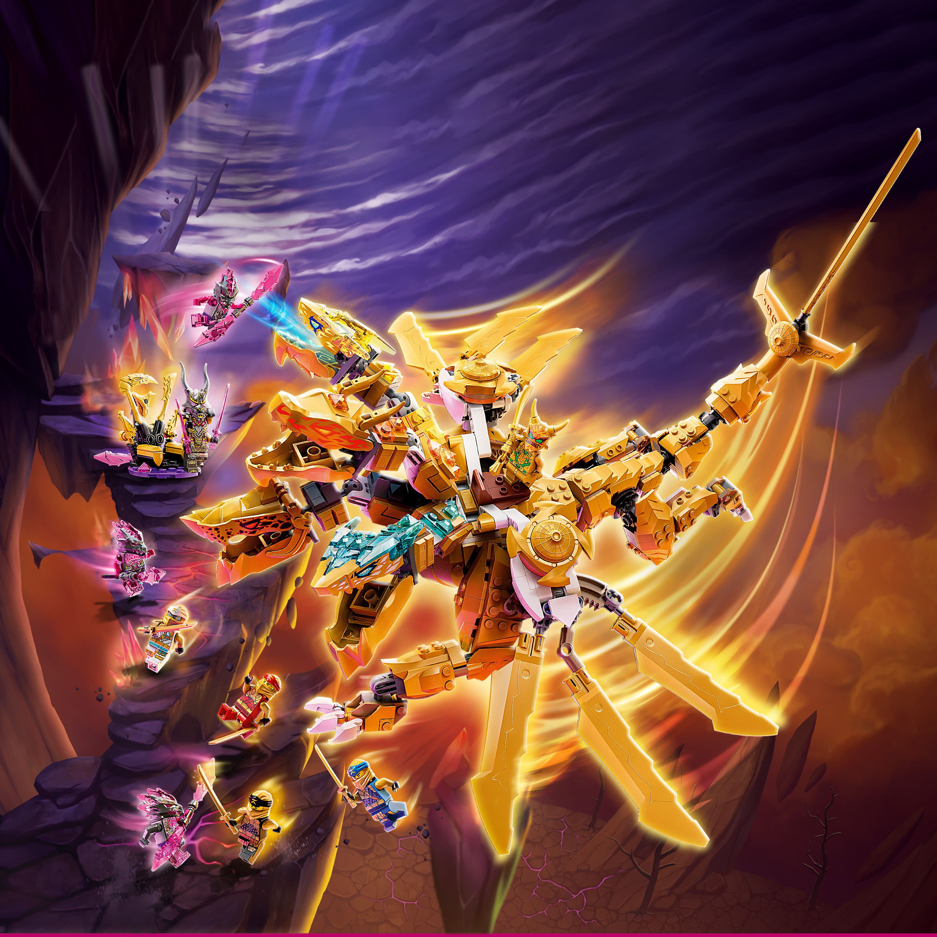 LEGO NINJAGO Brinquedo de dragão ultra dourado do Lloyd para