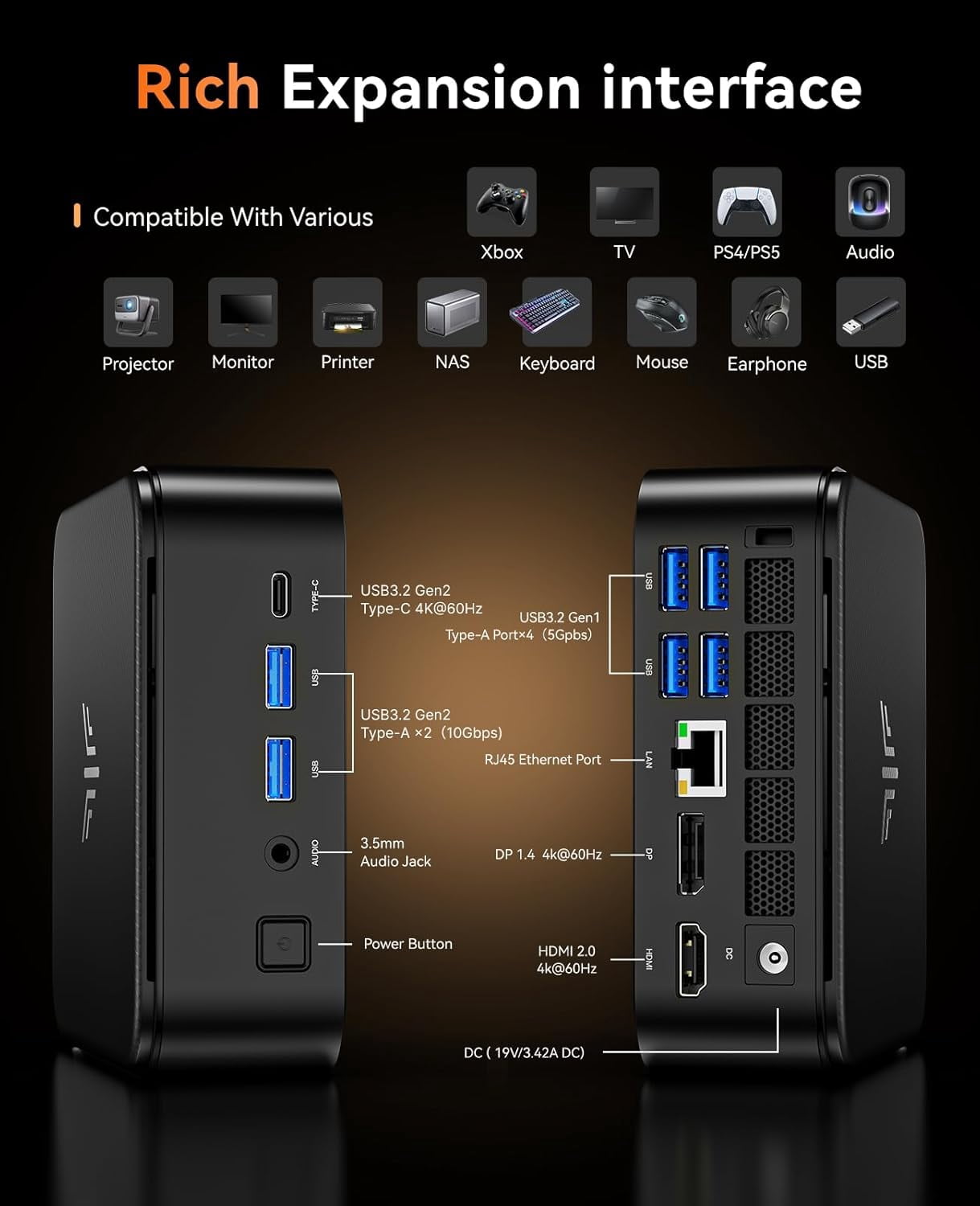 NIPOGI AM06PRO Mini PC with AMD Ryzen 7 5700U, 32GB RAM, 512GB SSD