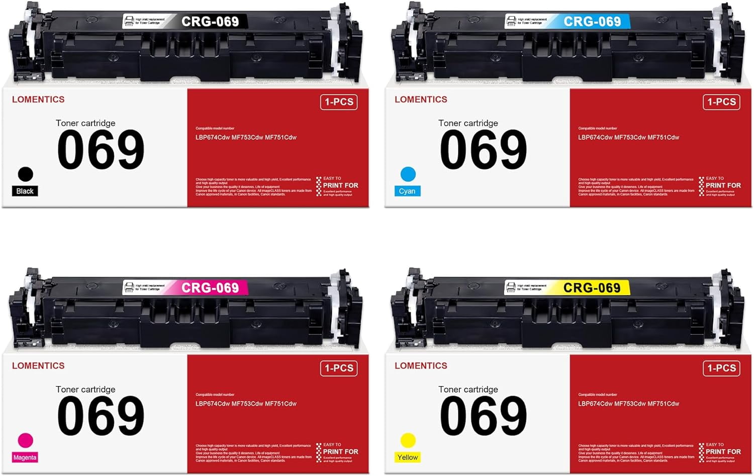 069 069H Toner Cartridge Set (4-Pack, Black Cyan Magenta Yellow