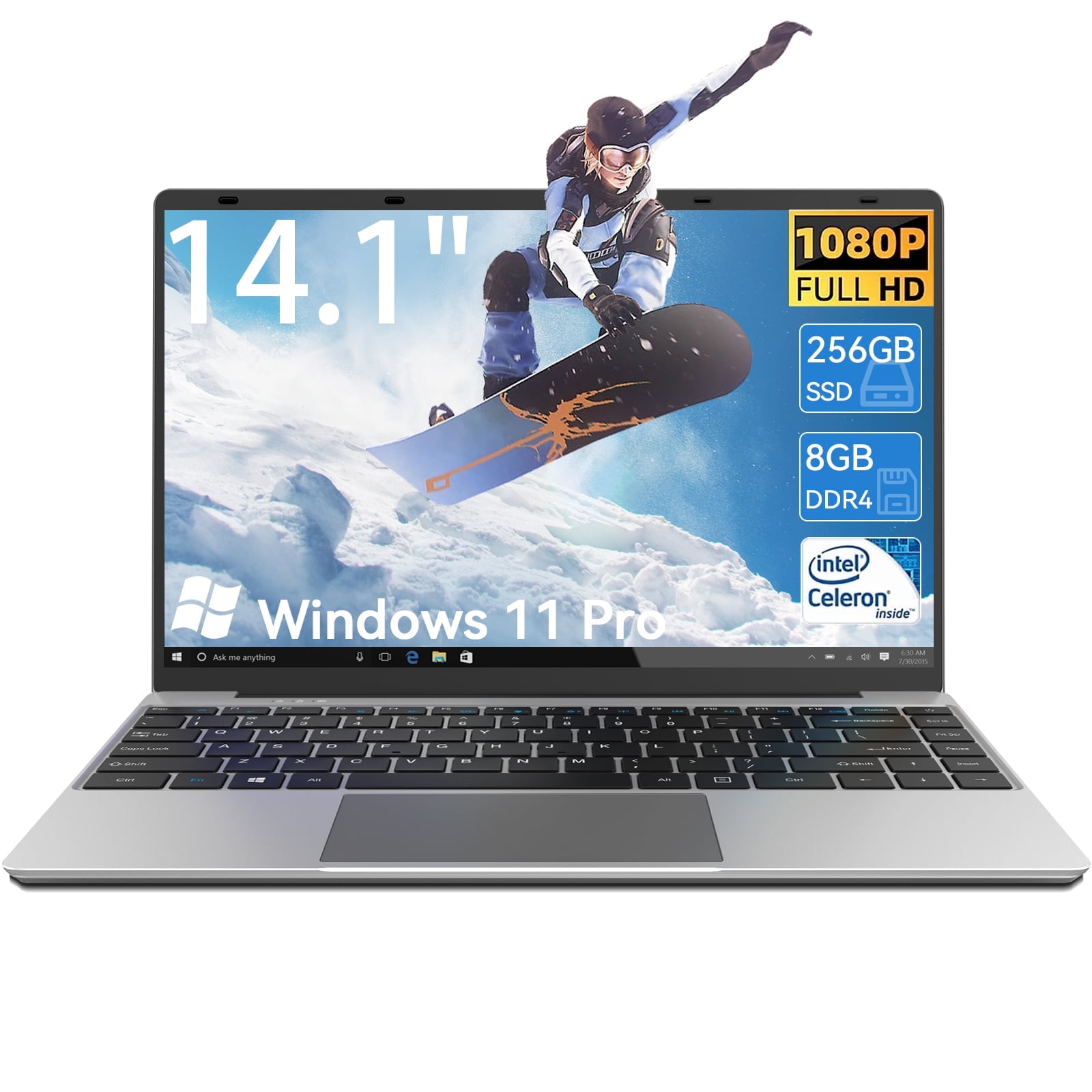 14.1in Windows 11 Pro Laptop, Intel Celeron, 8GB RAM, 256GB SSD
