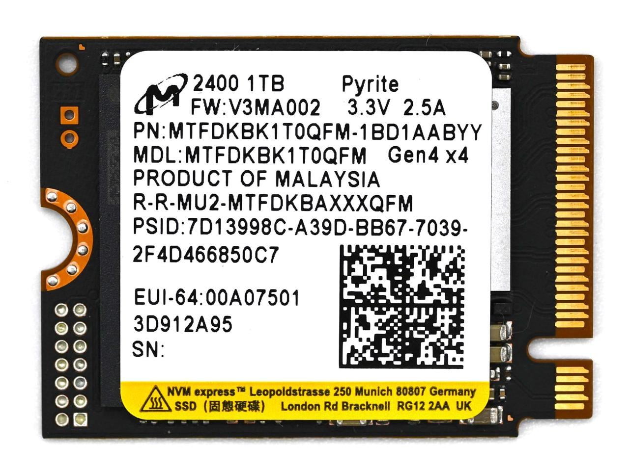 1TB Micron 2400 M.2 2230 NVMe PCIe 4.0x4 SSD MTFDKBK1T0QFM