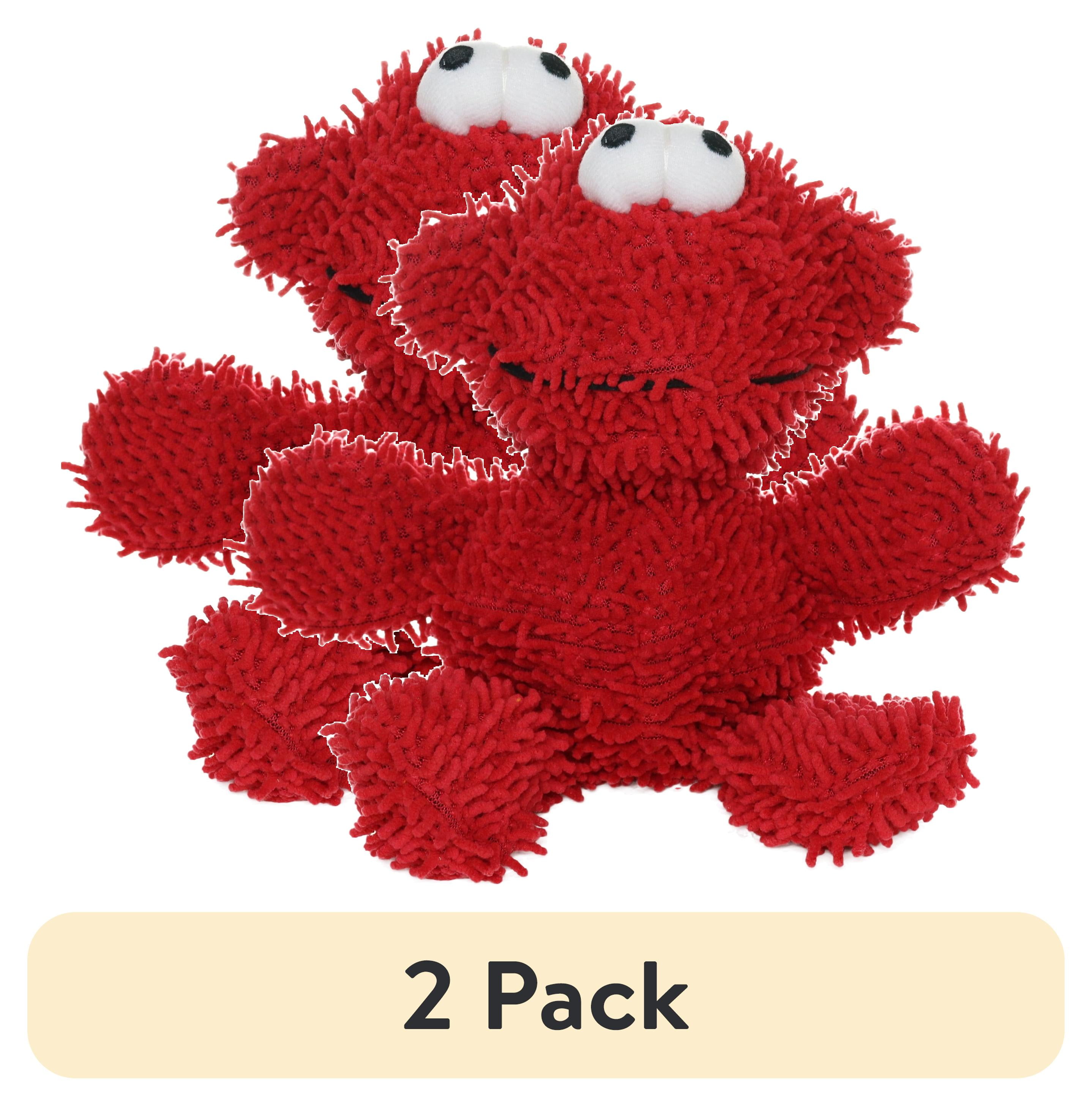 Mighty Microfiber Dog Toy Medium Monster Red Durable Plush Squeaky
