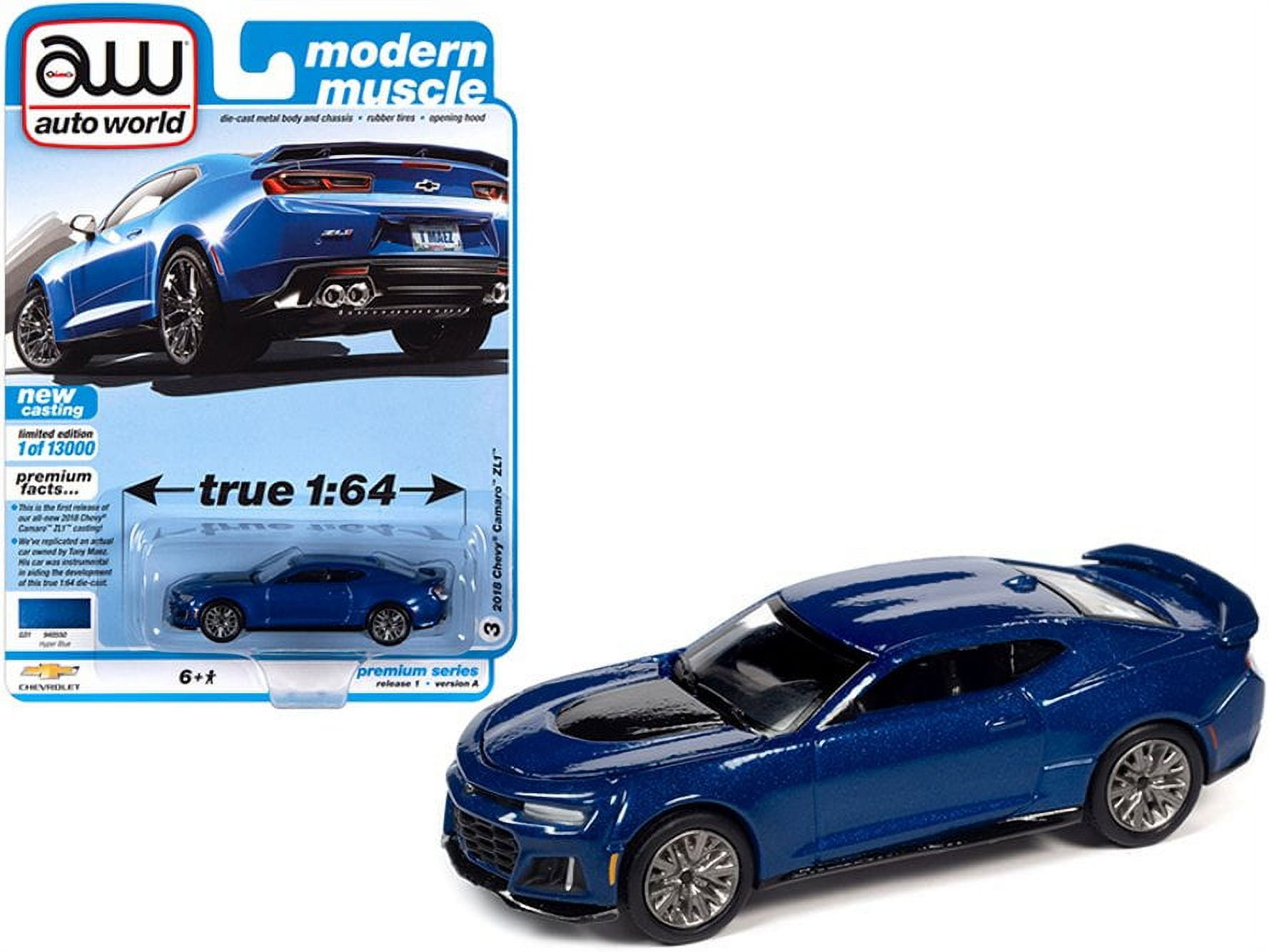 2018 Chevy Camaro ZL1, Hyper Blue - Auto World AWSP059/24A - 1/64