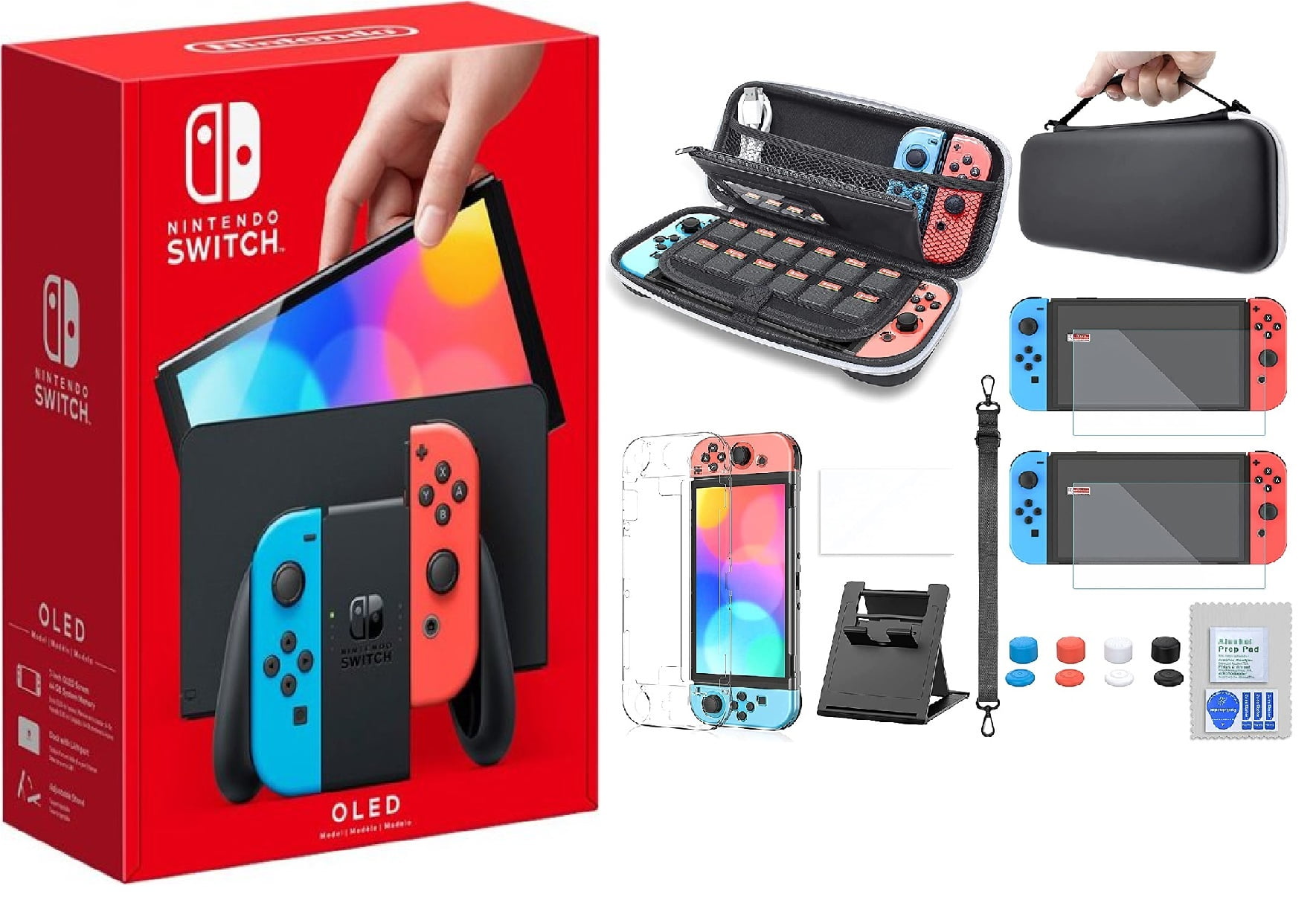 2021 New Nintendo Switch OLED Model w/ Neon Red & Neon Blue Joy
