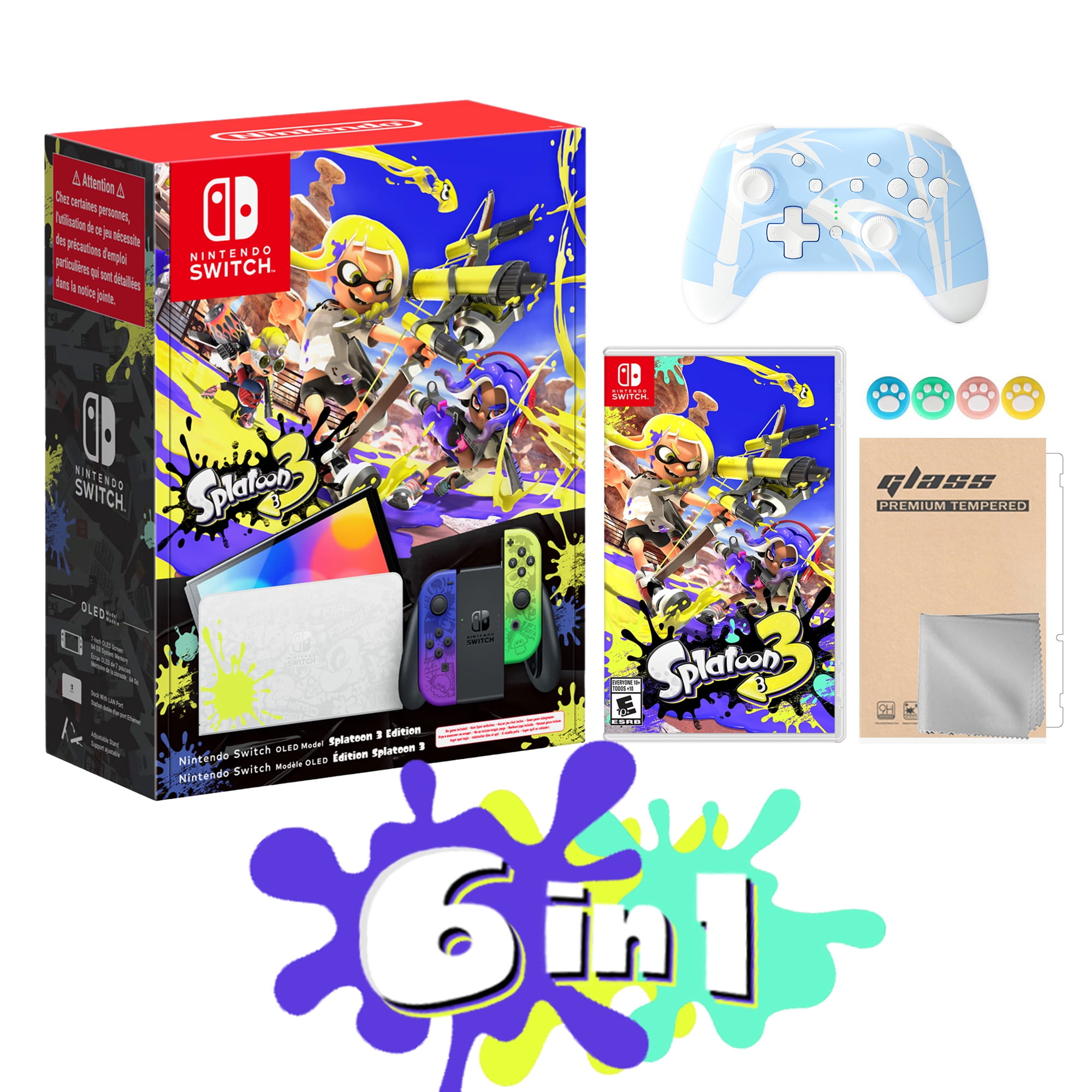 2022 Nintendo Switch OLED Splatoon 3 Edition - 64GB, Blue/Yellow