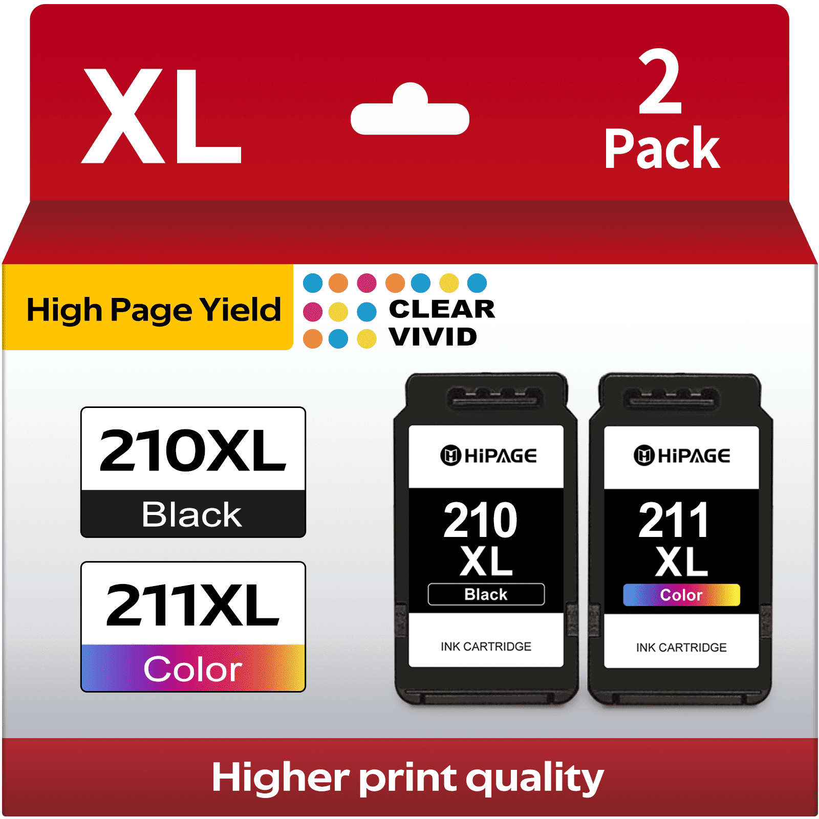 HIPAGE 210XL 211XL Ink Cartridge Combo Pack, Black and Tri-Color