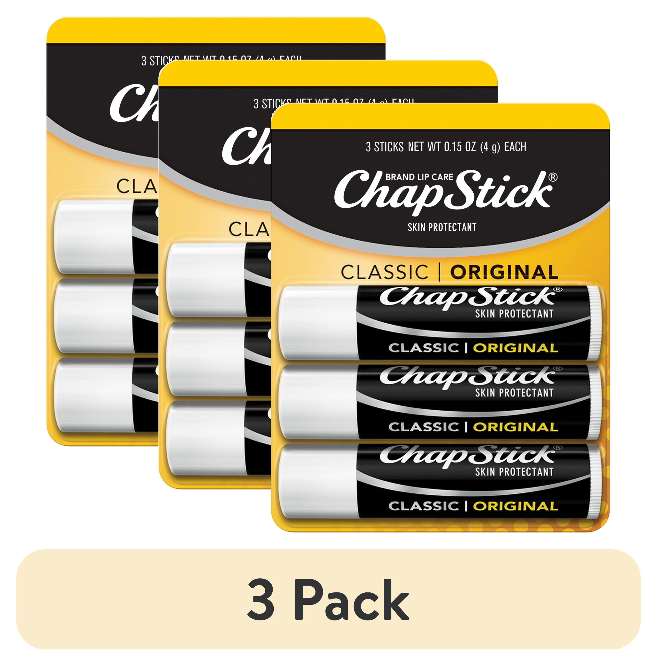 ChapStick Classic Lip Balm Flavored Tube Original 0.15 oz 3 Pack