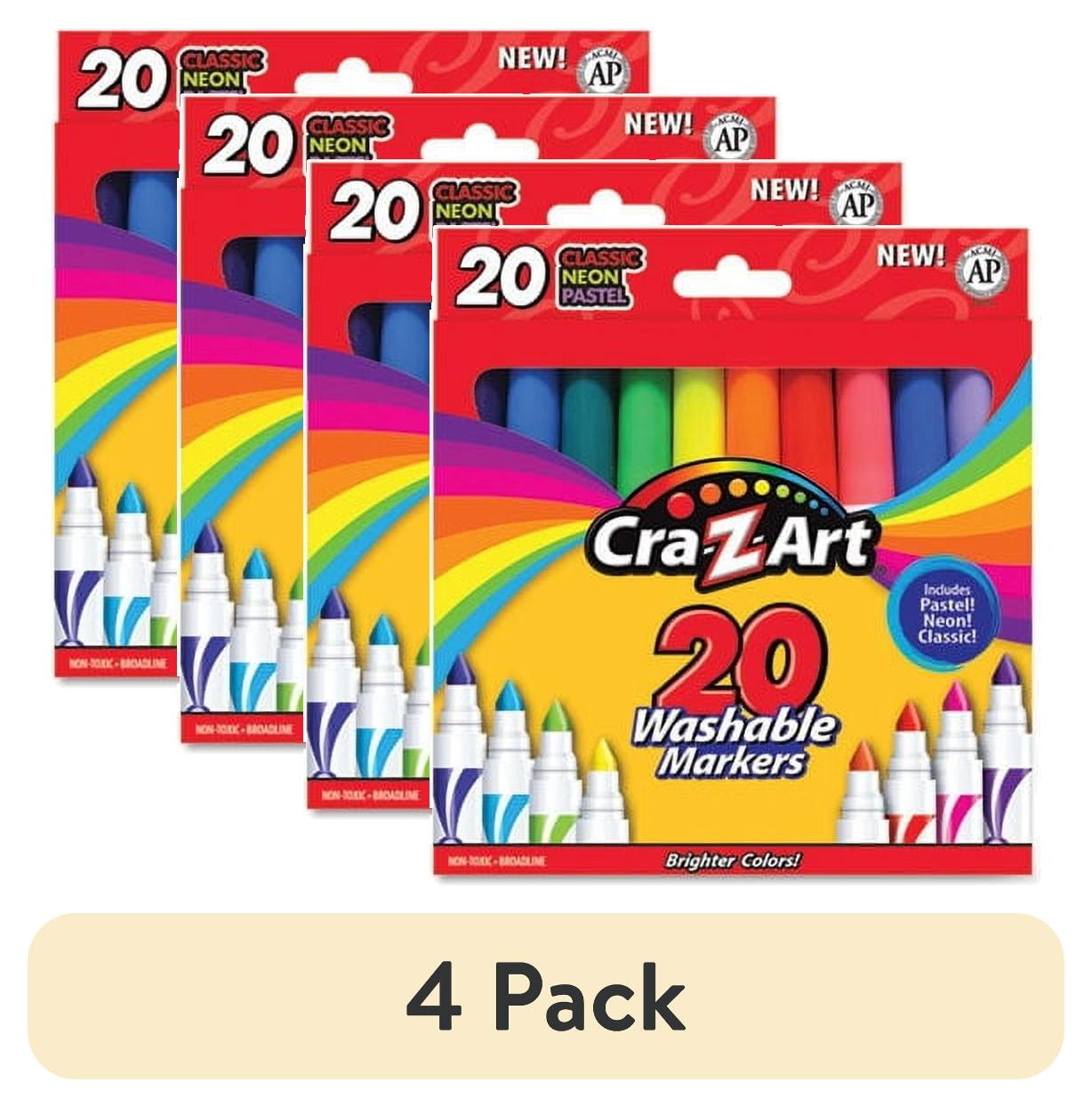 4 pack) Cra-Z-Art 20 Count Multicolor Broad Line Washable Art