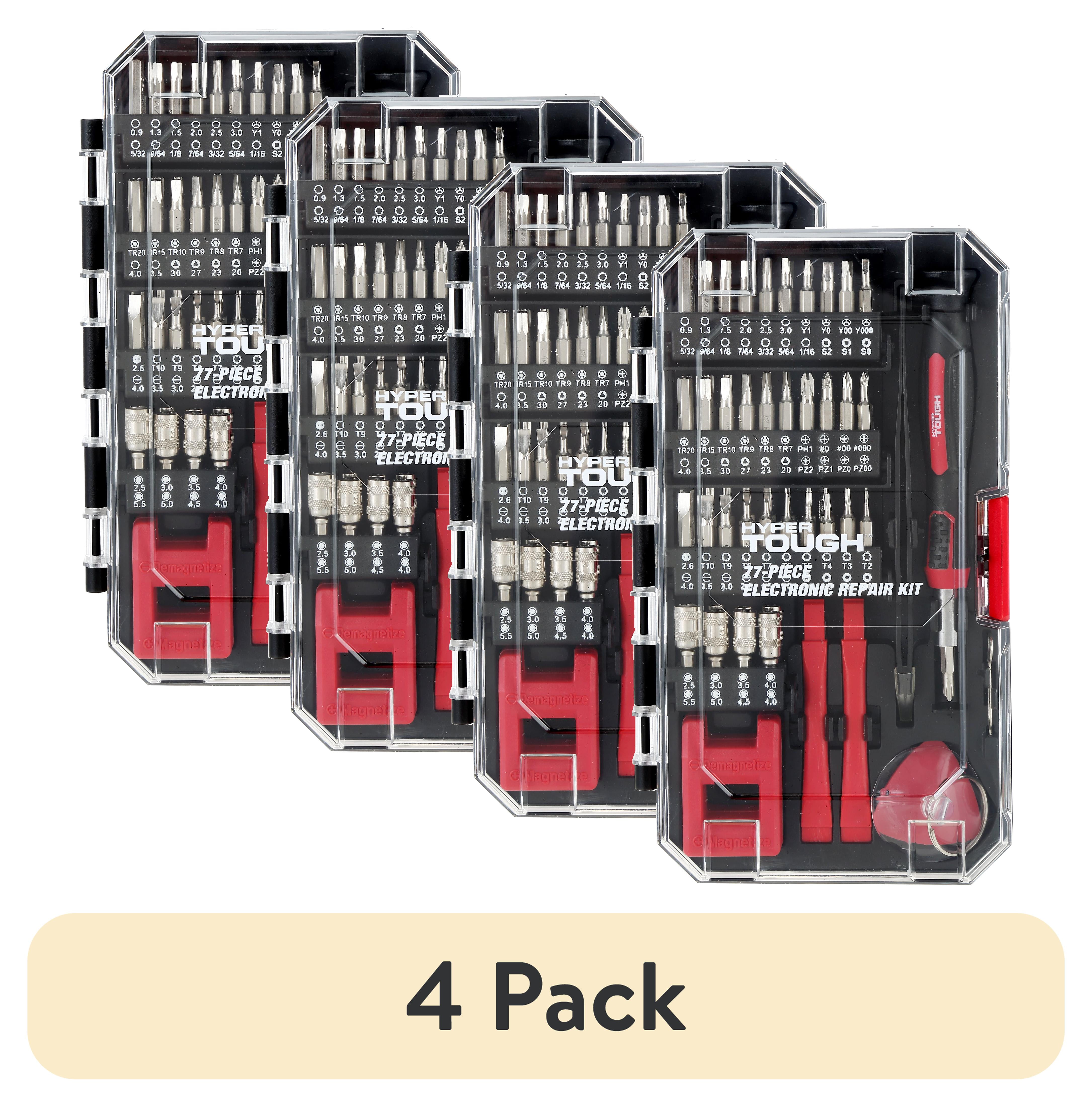4 pack) Hyper Tough 77 Piece Precision Tool Kit with Magnetic