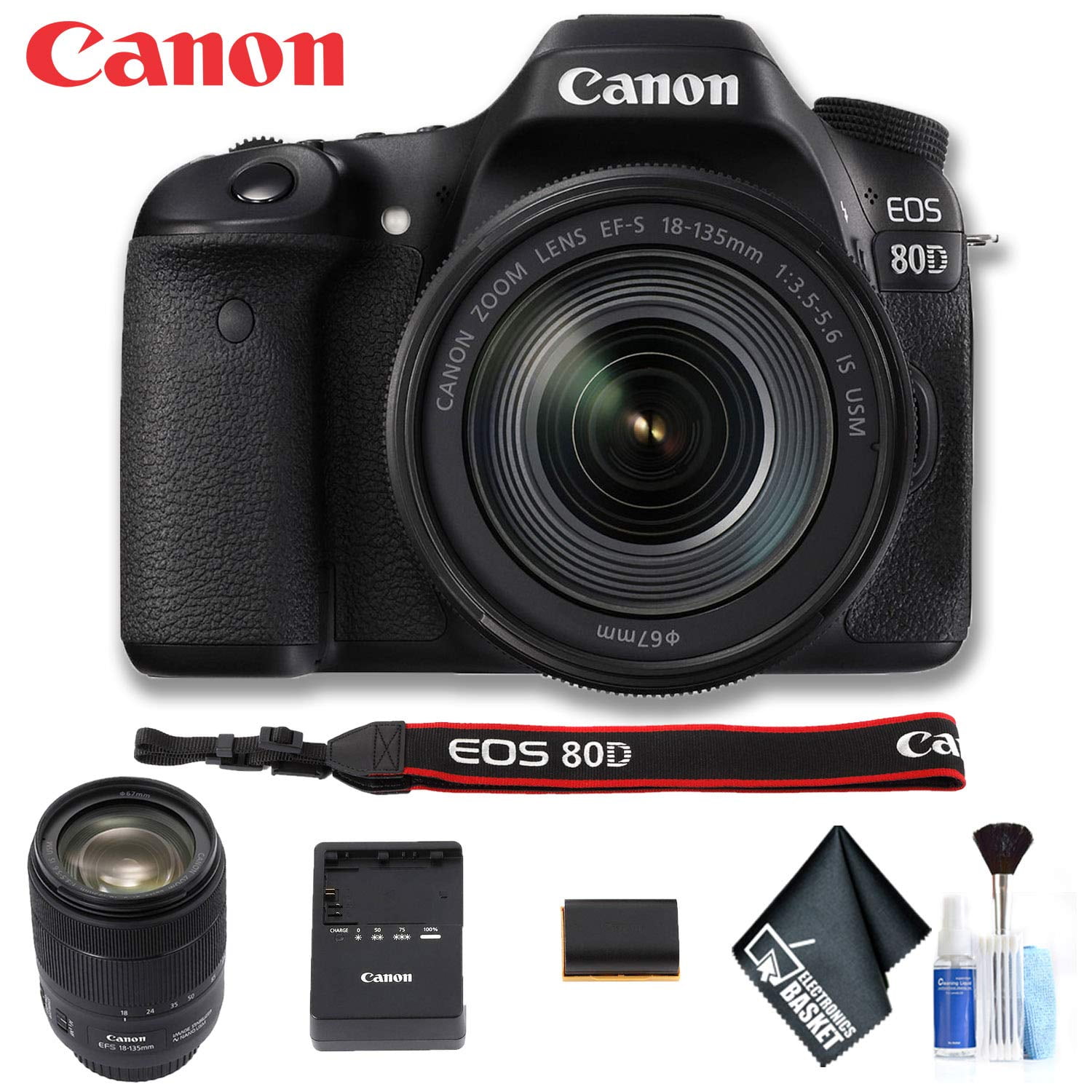 Canon EOS 80D DSLR Camera with 18-135mm Lens Basic Bundle