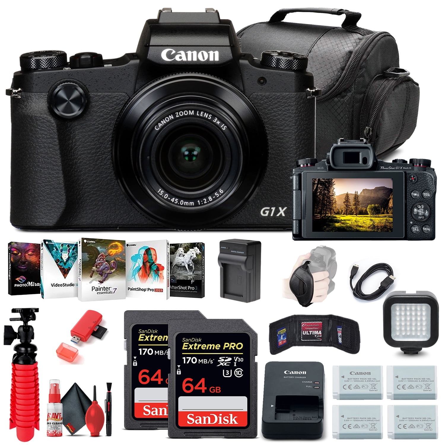 Canon PowerShot G1 X Mark III Wi-Fi Digital Camera Bundle with 2x