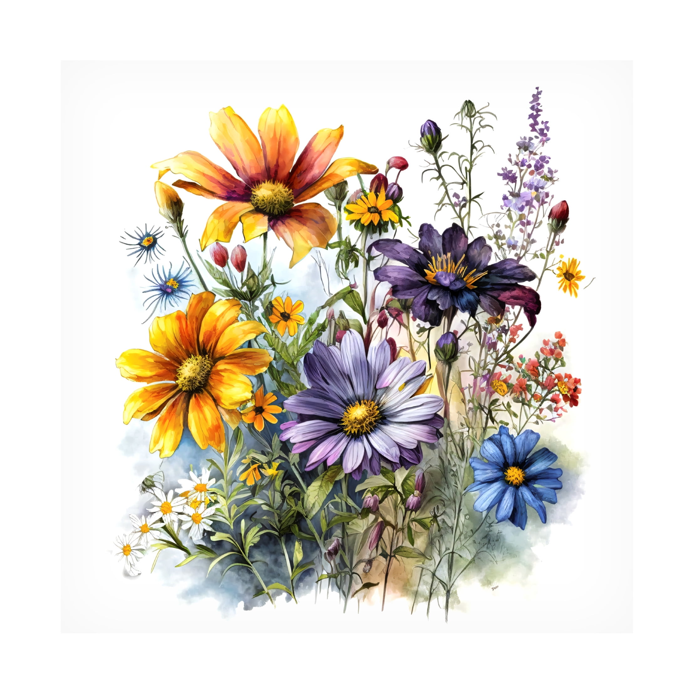 Canvas Wall Art - Ray Heere 'Watercolor Wildflowers 12' Wall Art