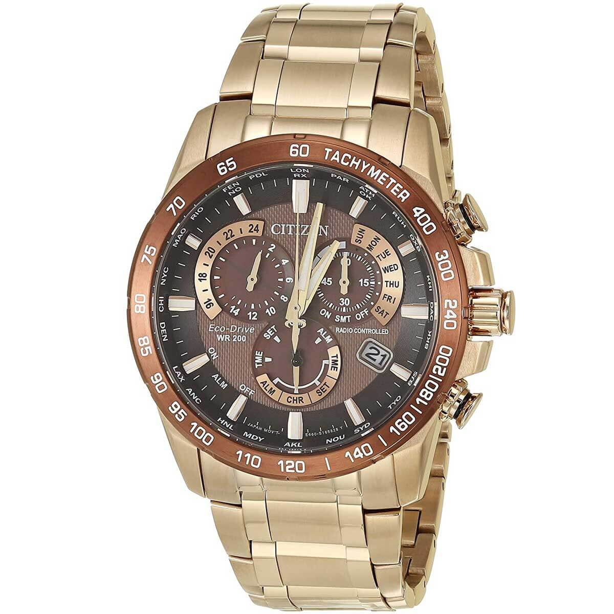 Citizen CB5896-54X Men's PCAT Chronograph Rose Gold Bracelet Watch