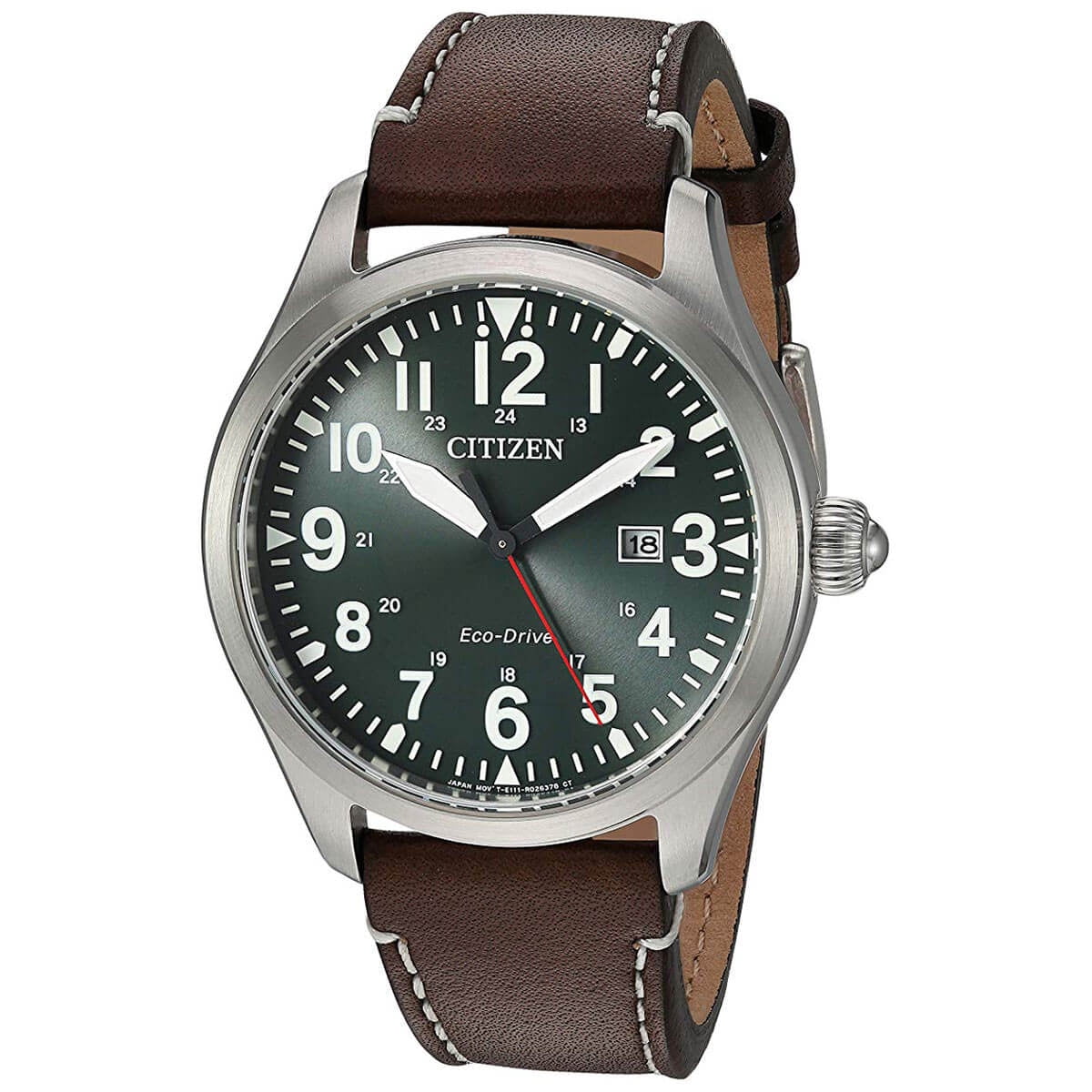 Citizen Men's Chandler Eco-Drive Watch, Green Dial, Brown Leather