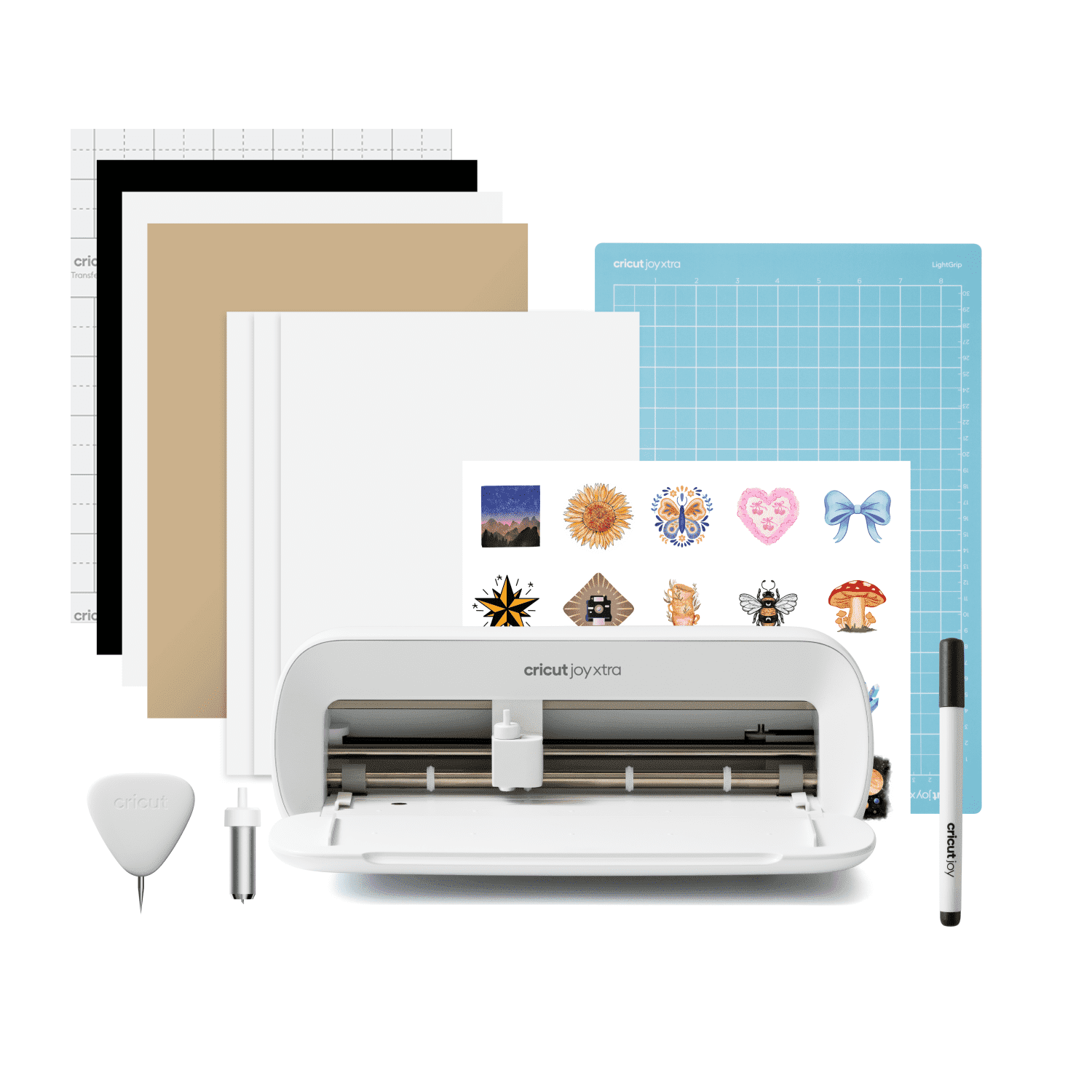 Cricut Joy Xtra Die-Cutting Machine Sticker Edition Bundle, White