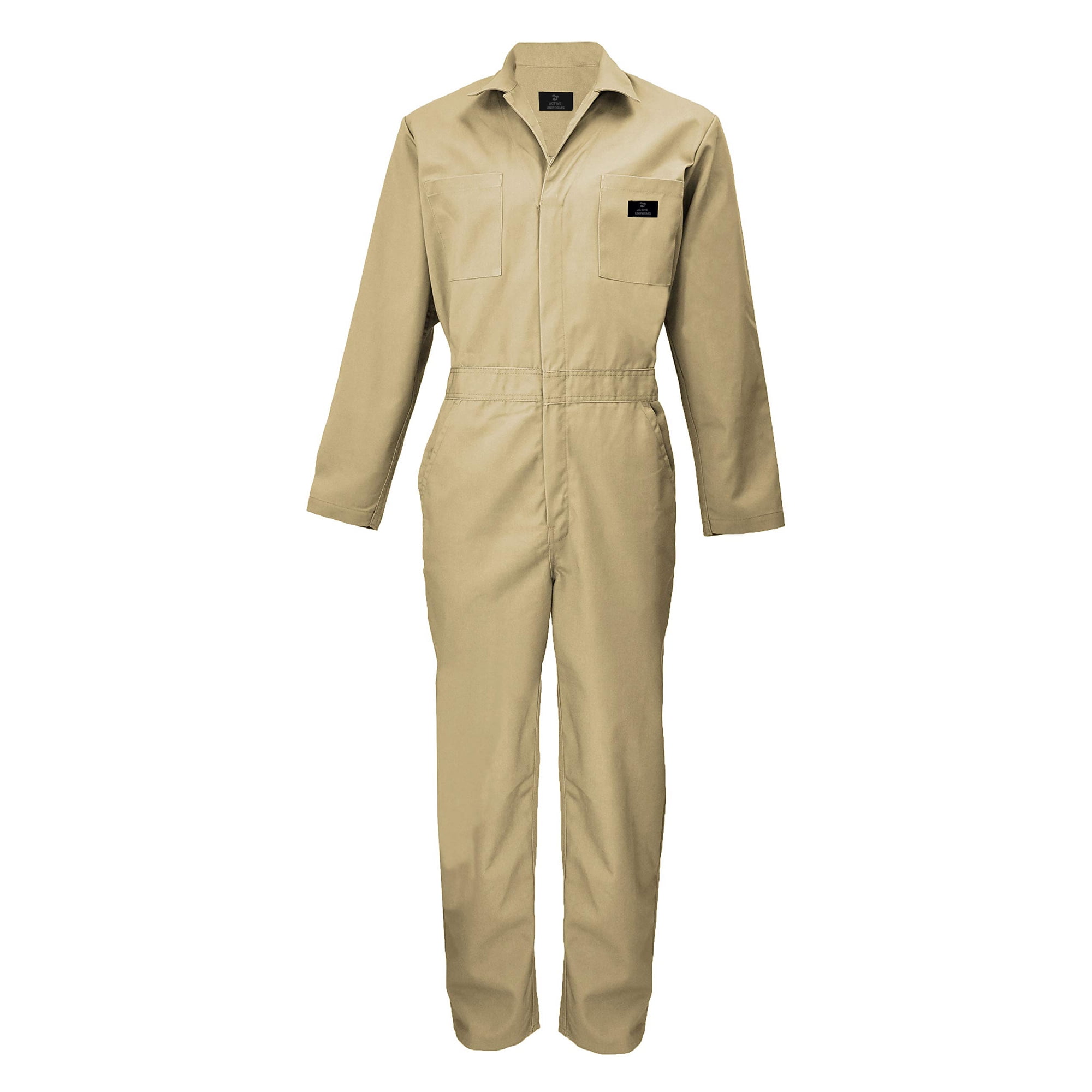 Active Uniforms Work Coveralls Men, Long Sleeve Khaki, 6 Pockets