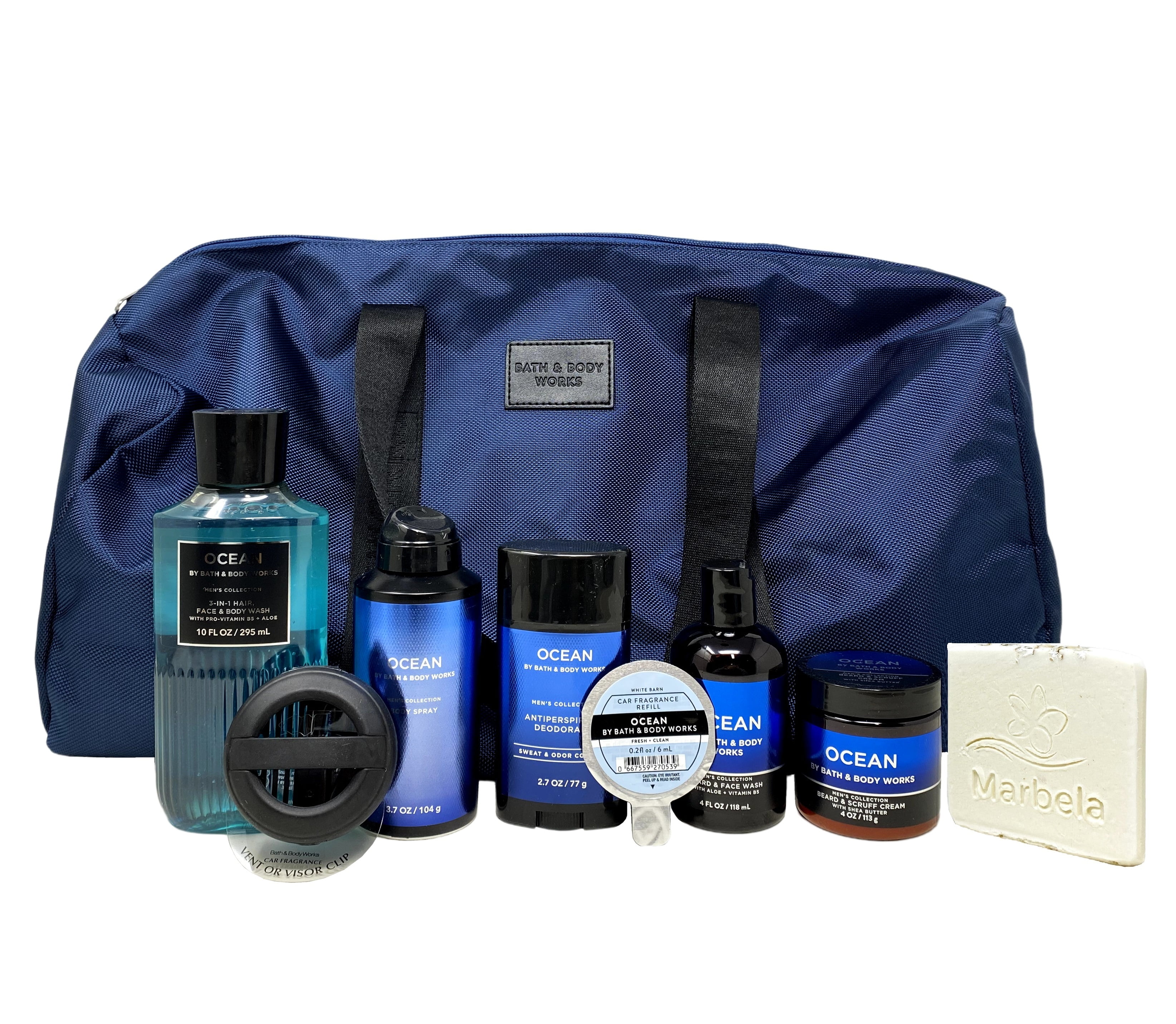 Bath & Body Works Men's Collection Ocean Duffle Bag 7 Piece Gift
