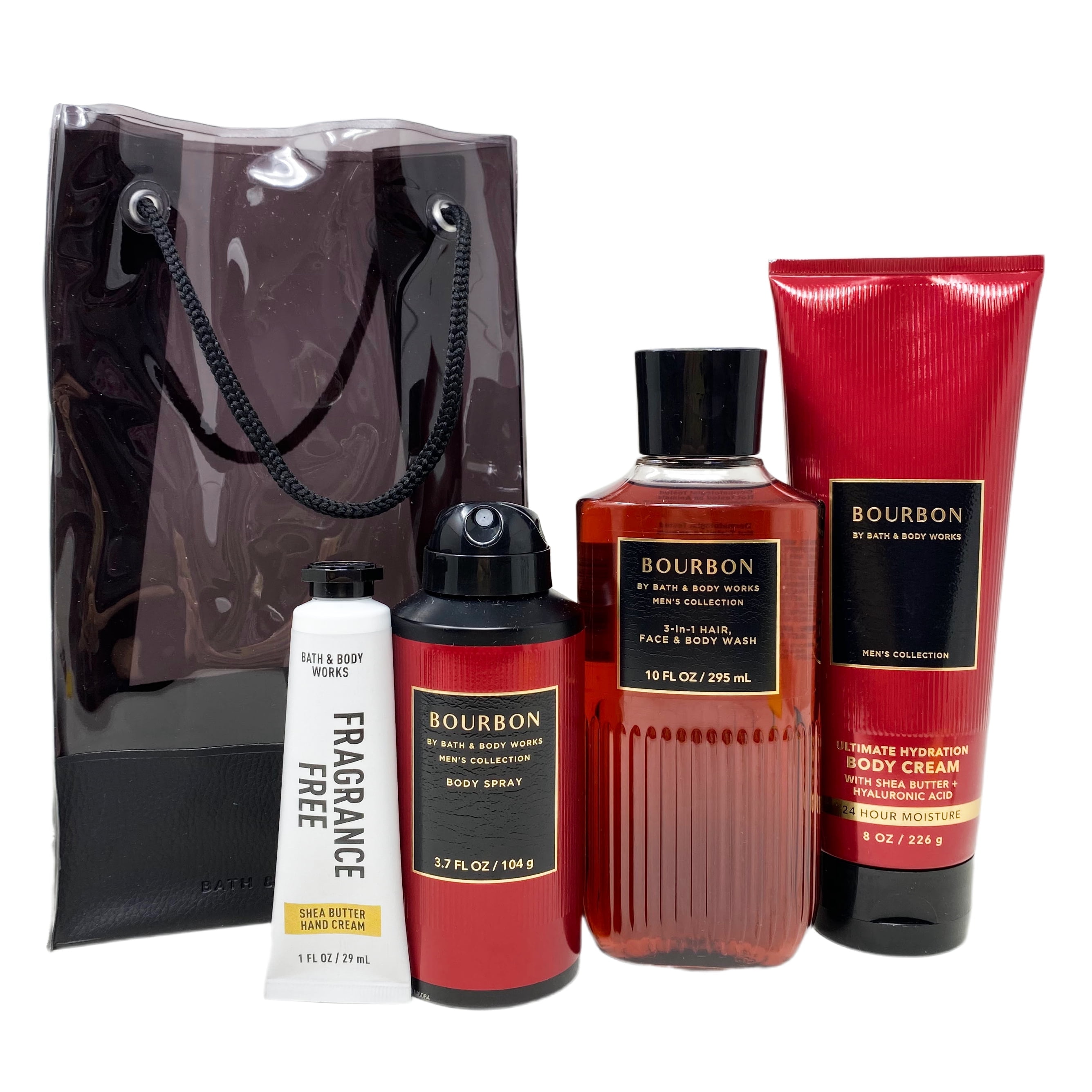 B&B Works BOURBON Men's Set - Body Cream, 3-in-1 Wash, Fragrance