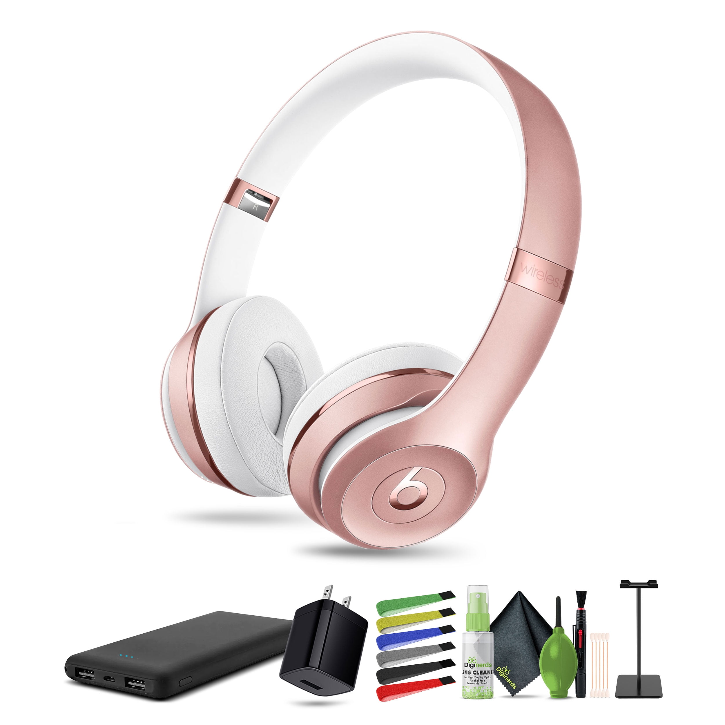 Beats Solo3 Wireless On-Ear Headphones (Rose Gold) Bundle with