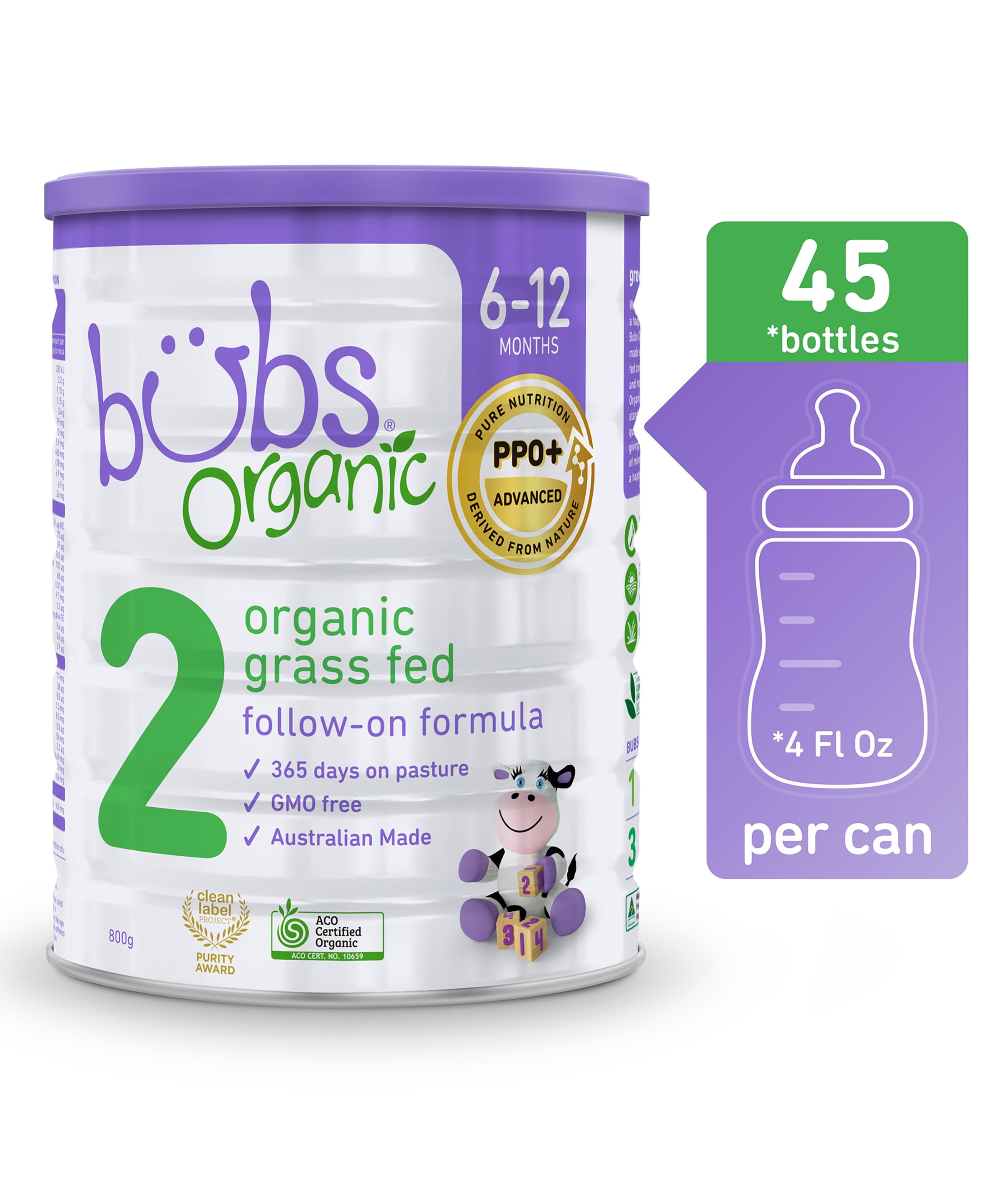 Bubs Organic® Grass Fed Follow-on Formula Stage 2, 800g (6-12