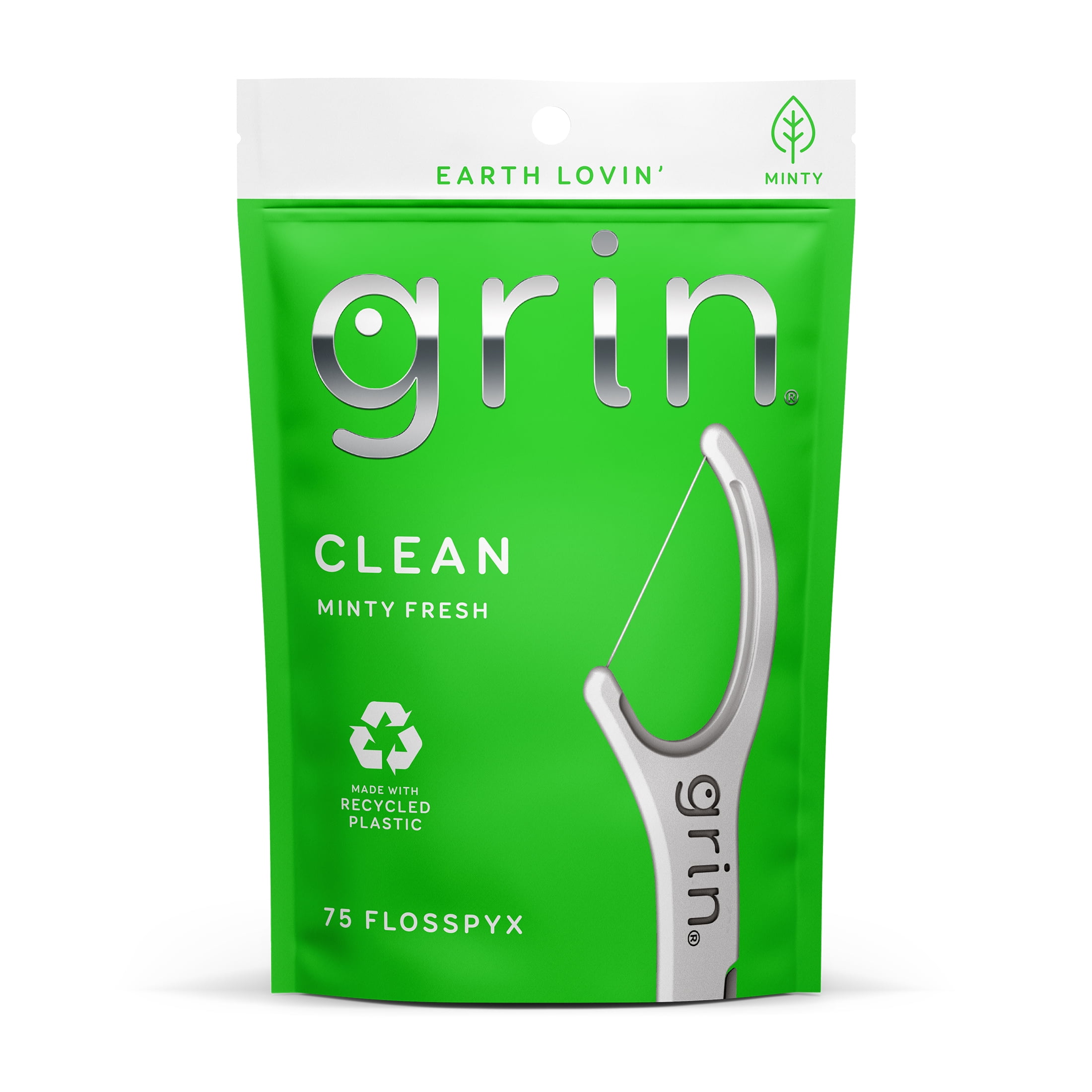 Grin Oral Care Flosspyx - 75 Ct Clean Minty Fresh Fine Floss for