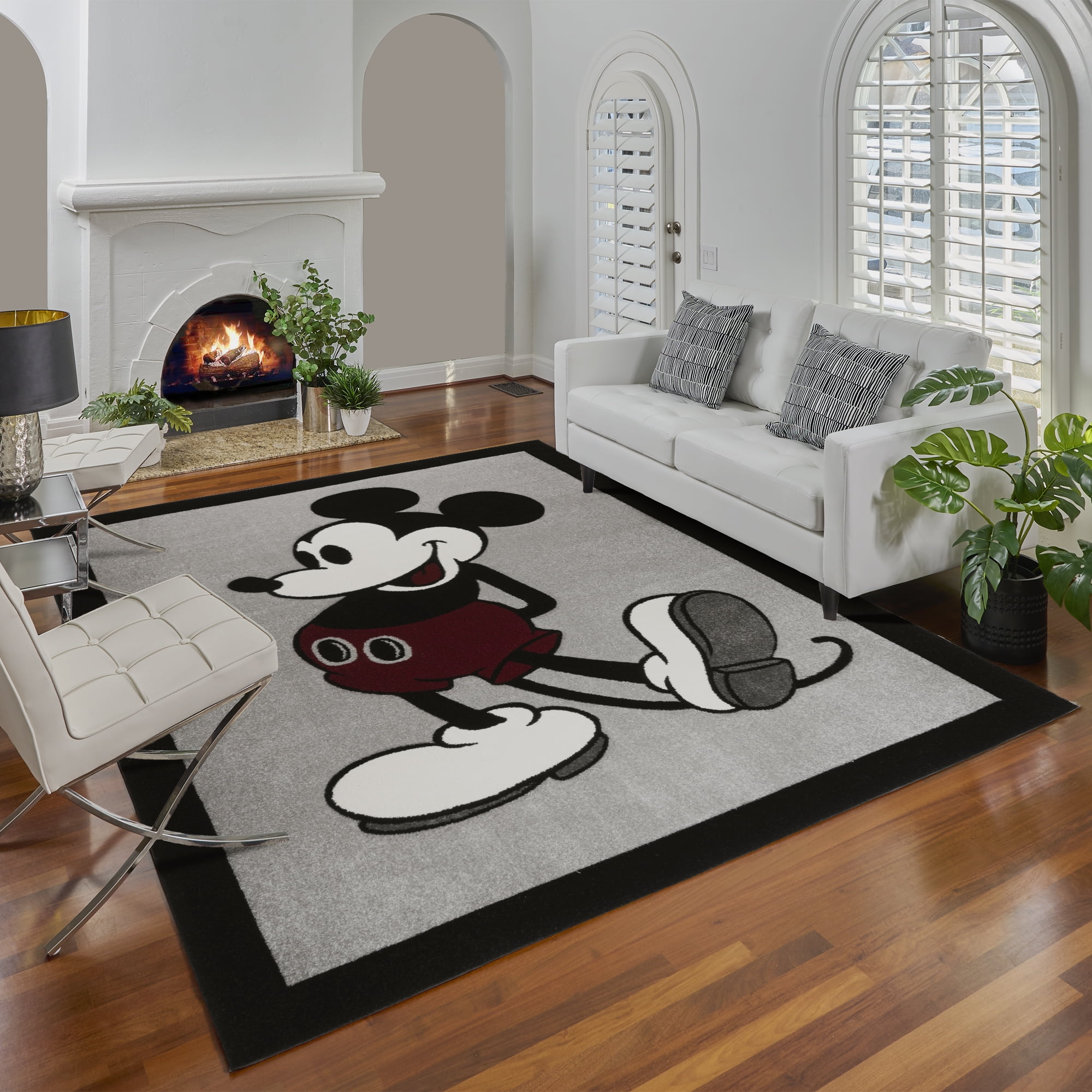 Free Shipping! Disney Mickey Mouse Geometric Gray Area Rug, 5x7